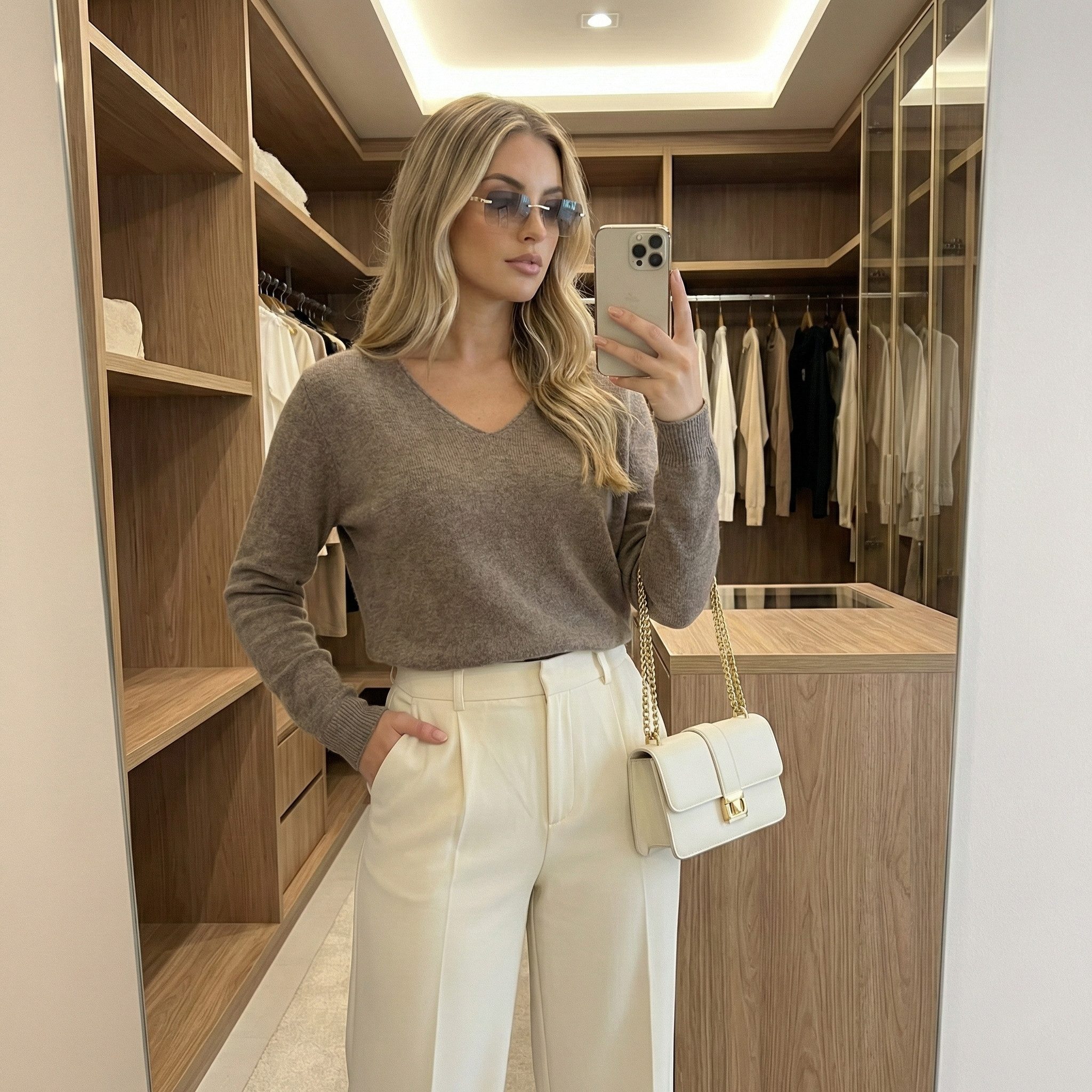 Kendindza Collection V-Ausschnitt-Pullover Damen Strickpullover V-Ausschnitt Feinstrick Basic Sweater Langarm Made in Italy - Weicher Viskose-Wolle Mix - One Size (34-36-38-40)