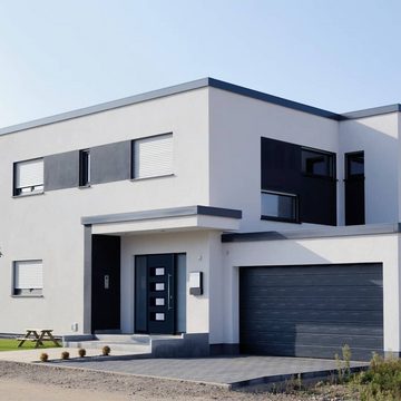 vidaXL Haustür Hauseingangstür Haustür Anthrazit 100x210 cm Aluminium und PVC Glas-El