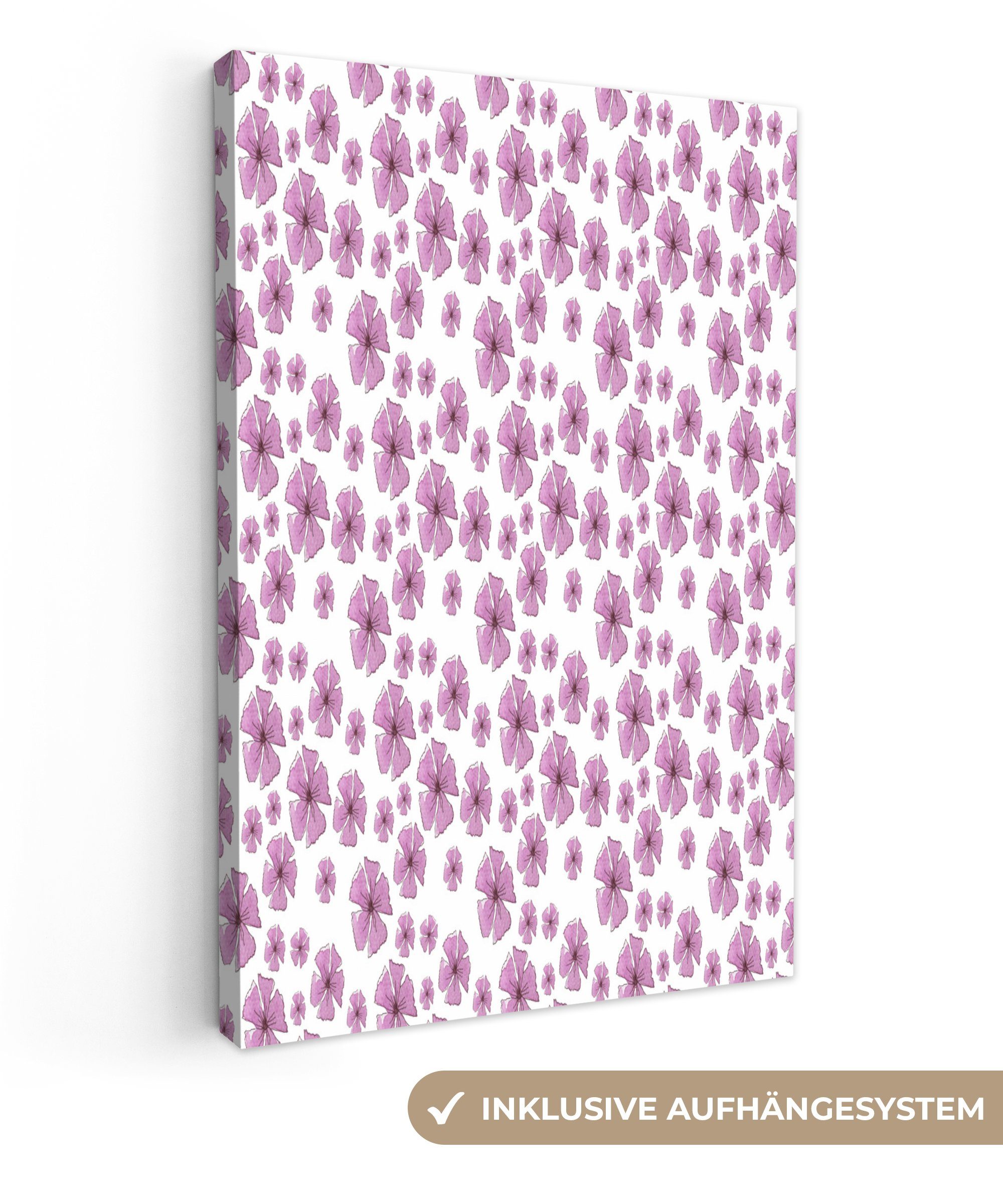OneMillionCanvasses® Leinwandbild Blumen - Lila - Collage, (1 St), Leinwandbild fertig bespannt inkl. Zackenaufhänger, Gemälde, 20x30 cm