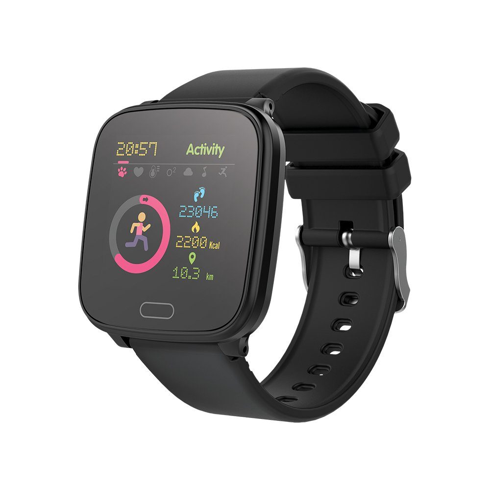Forever Forever GO JW-100 Smartwatch Armbanduhr Kinder Schritt, Zeit, Datum Smartwatch Schwarz