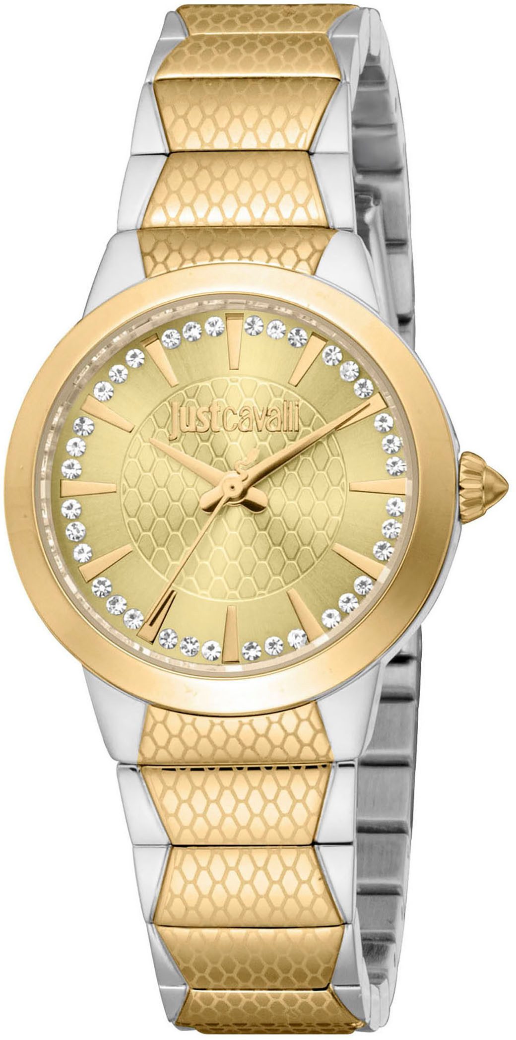 Just Cavalli Time Quarzuhr Animalier JC1L335M0045, Armbanduhr, Damenuhr, Kristallsteine, analog, Edelstahlarmband