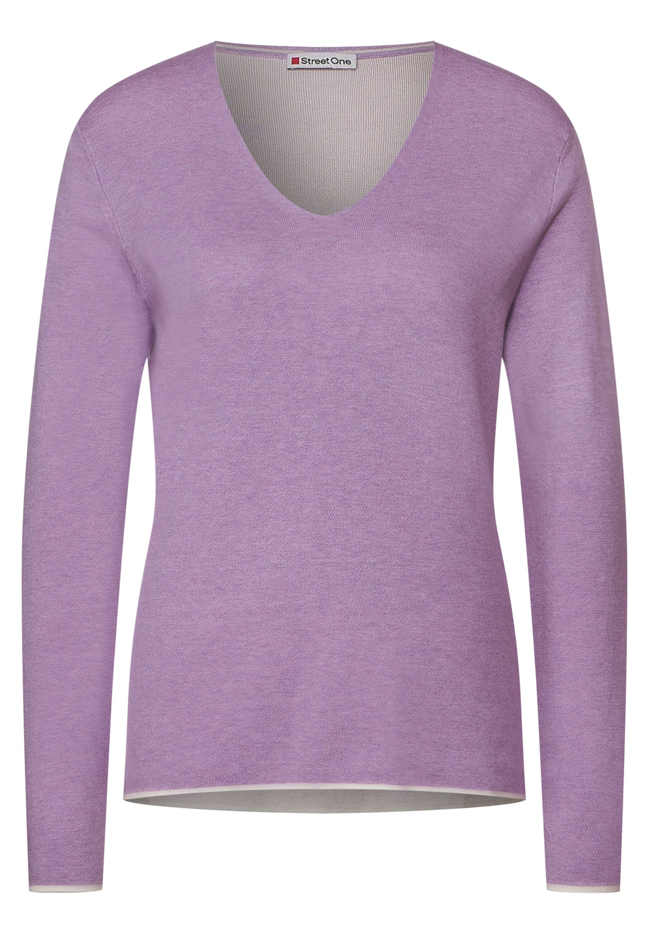 STREET ONE V-Ausschnitt-Pullover Pullover mit V-Ausschnitt pure lilac melange
