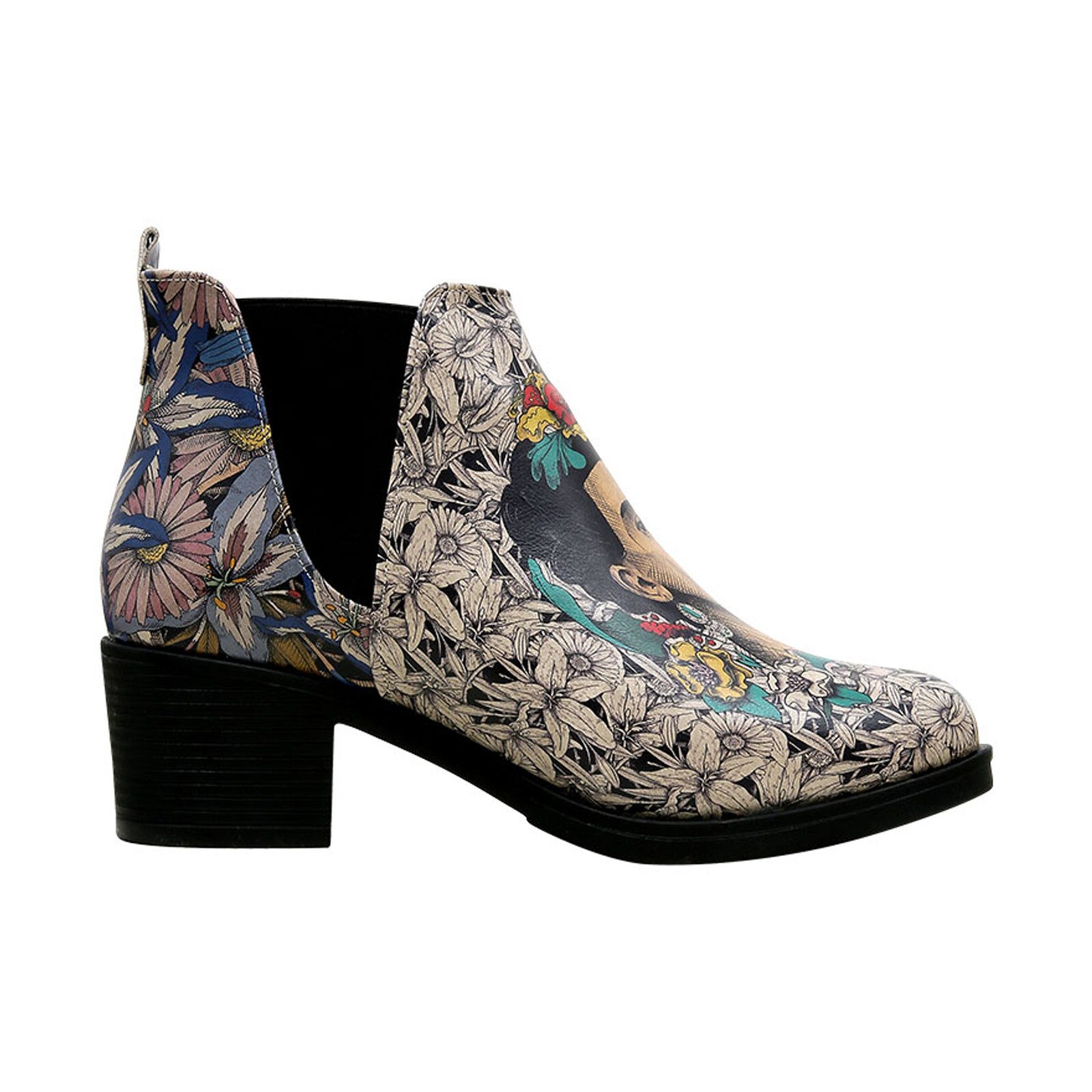 DOGO Eve Boots Frida-Kahlo-with-Blue-Flowers Schnürboots Handgefertigt