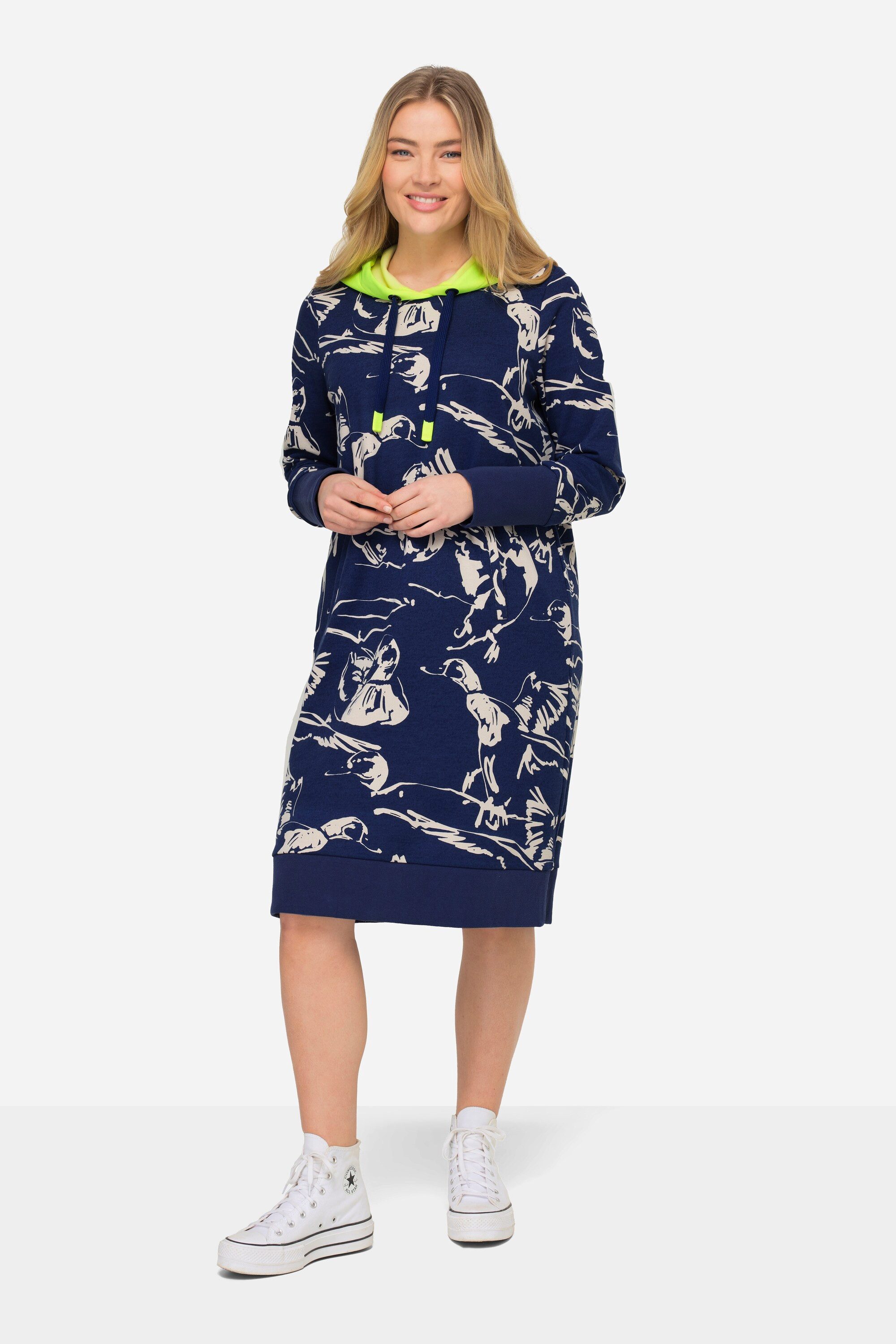Jerseykleid Sweatkleid allover Print Langarm