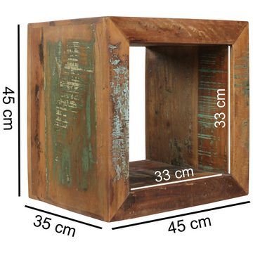 Wohnling Beistelltisch WL5.072 (45x45x35 cm Mango Massivholz Shabby Chic Tisch), Kleiner Wohnzimmertisch, Sofatisch Nachttisch