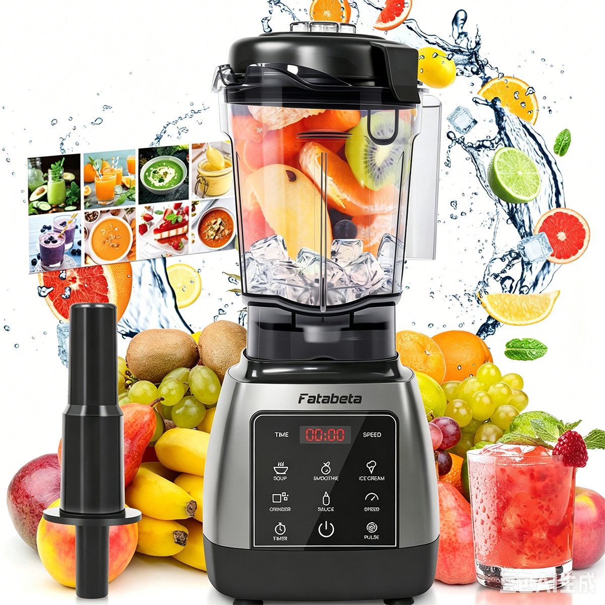 7MAGIC Standmixer Pulsfunktion, Timer, 5 intelligentes Programm Smoothie Maker, 2000 W, max. 28.000 U/min Hochleitungsmixer mit Touchpanel LED Display
