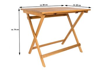 Junado® Balkonset Skara, robustes geöltes Akazienholz, Tisch, Stühle und Bank mit Klappfunkti