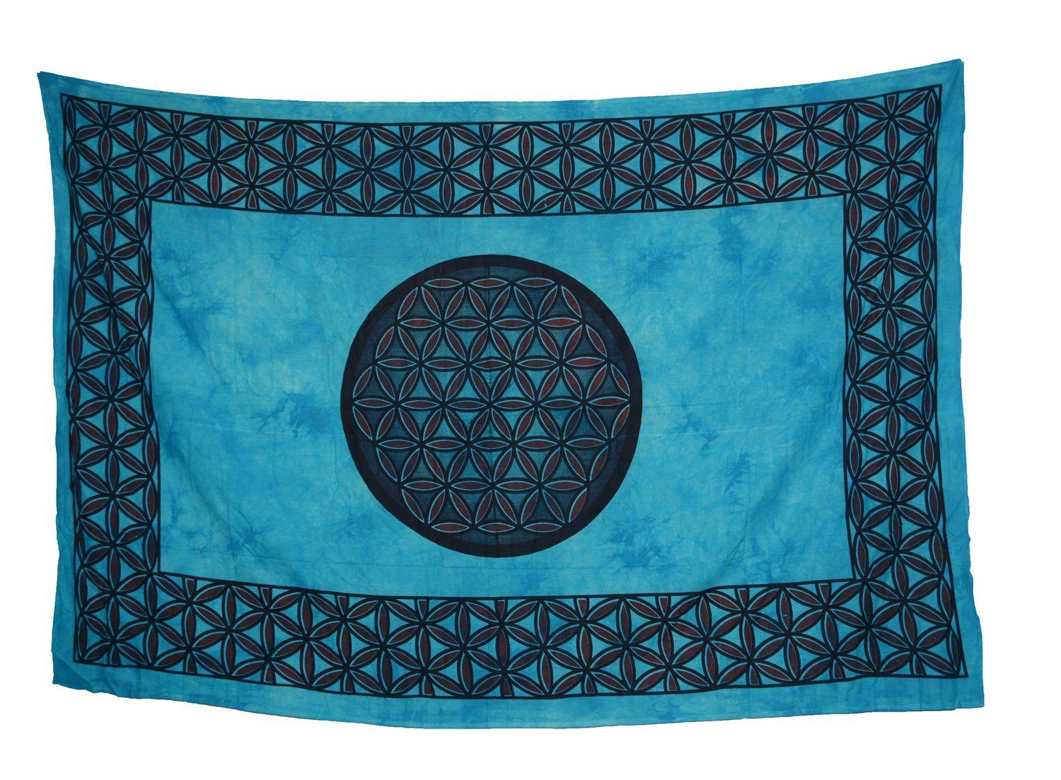KUNST UND MAGIE Wandteppich Tagesdecke Wandbehang Blume des Lebens Mandala Indien ca 205x140cm