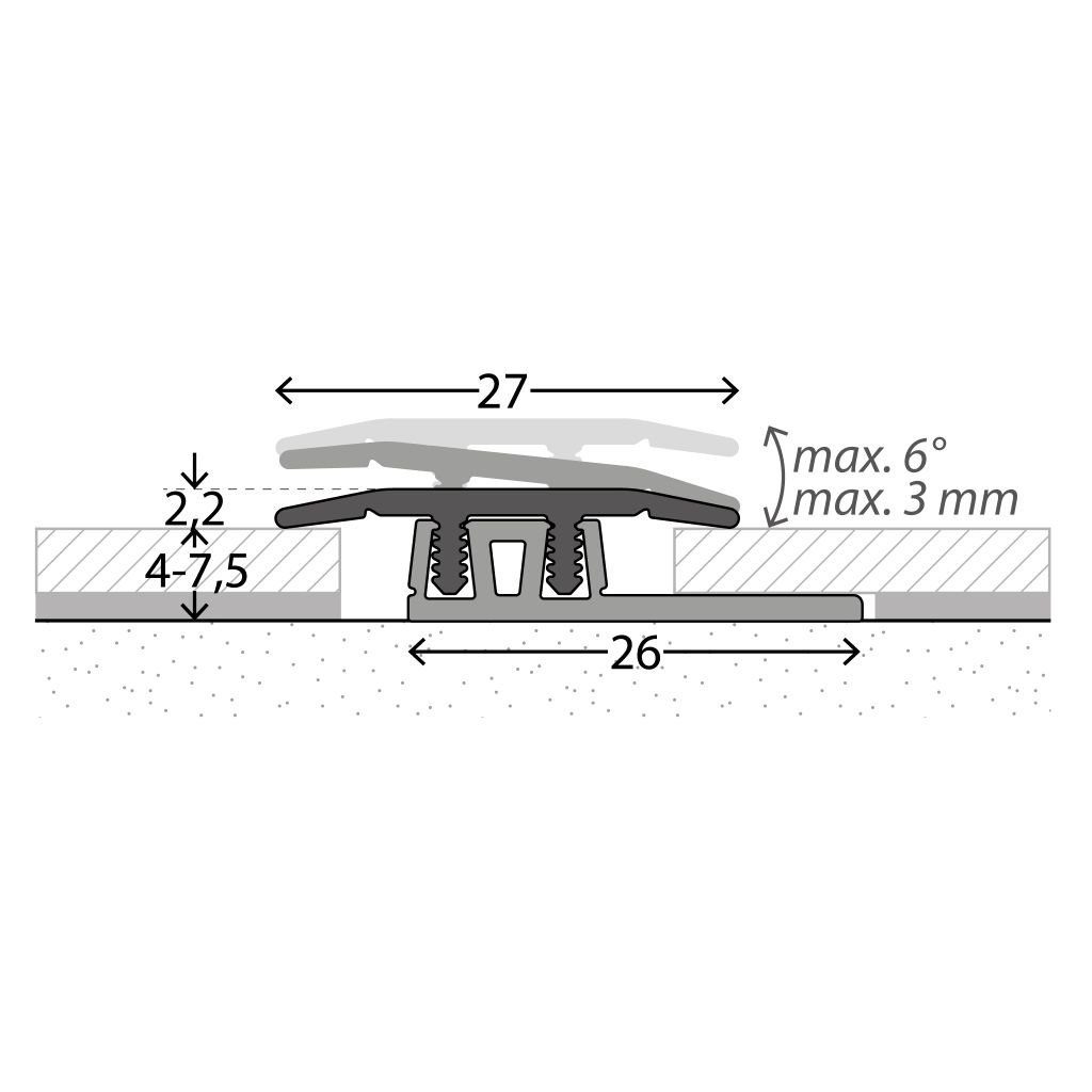 prinz Übergangsprofil Profi-Design Übergangsprofil Nr. 322, 27 mm silber