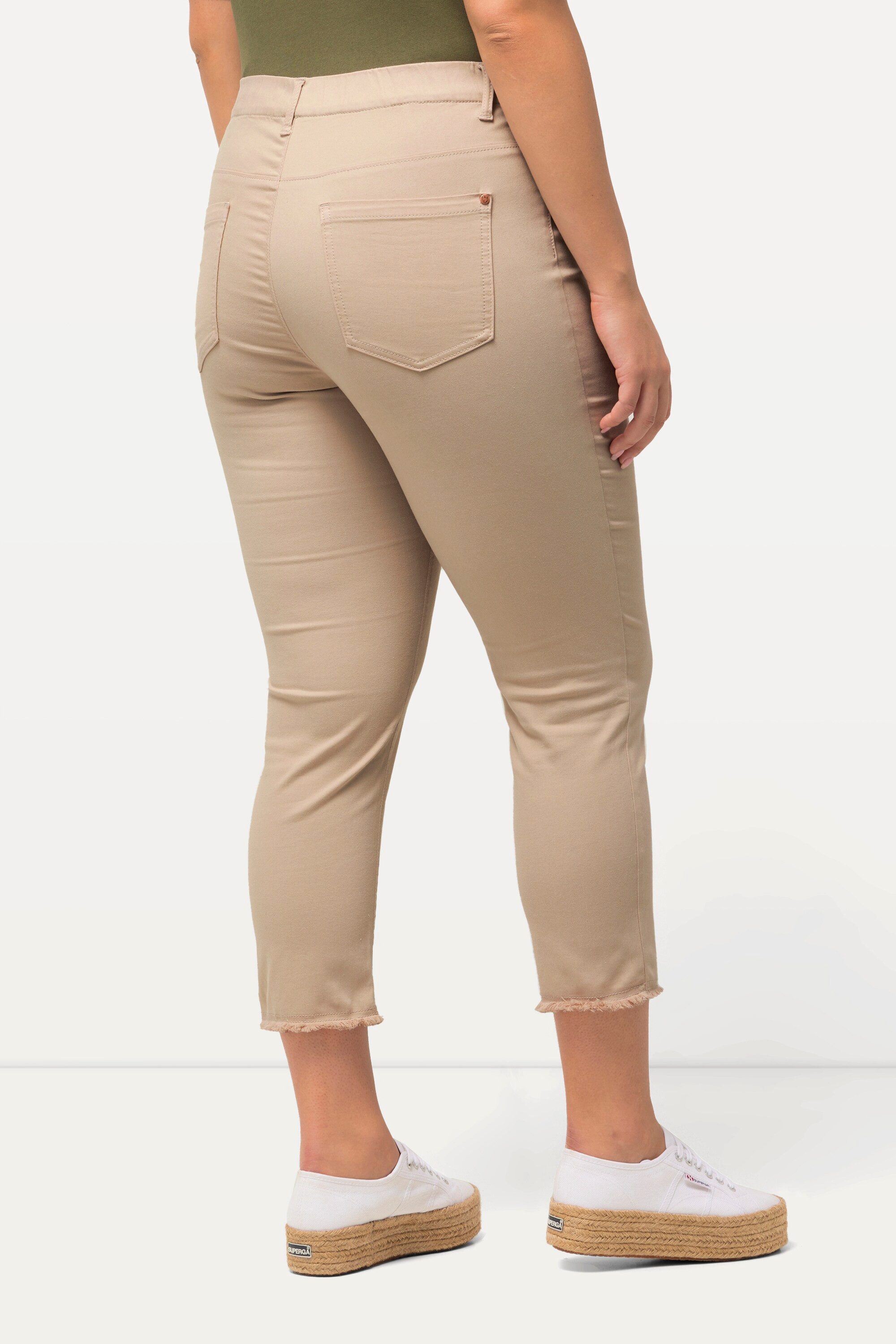 Ulla Popken 7/8-Hose 7/8-Hose Sienna Fransensaum schmales Bein