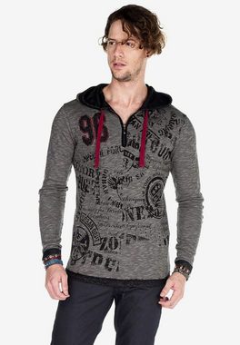 Cipo & Baxx Kapuzensweatshirt mit stylischem Half-Zip
