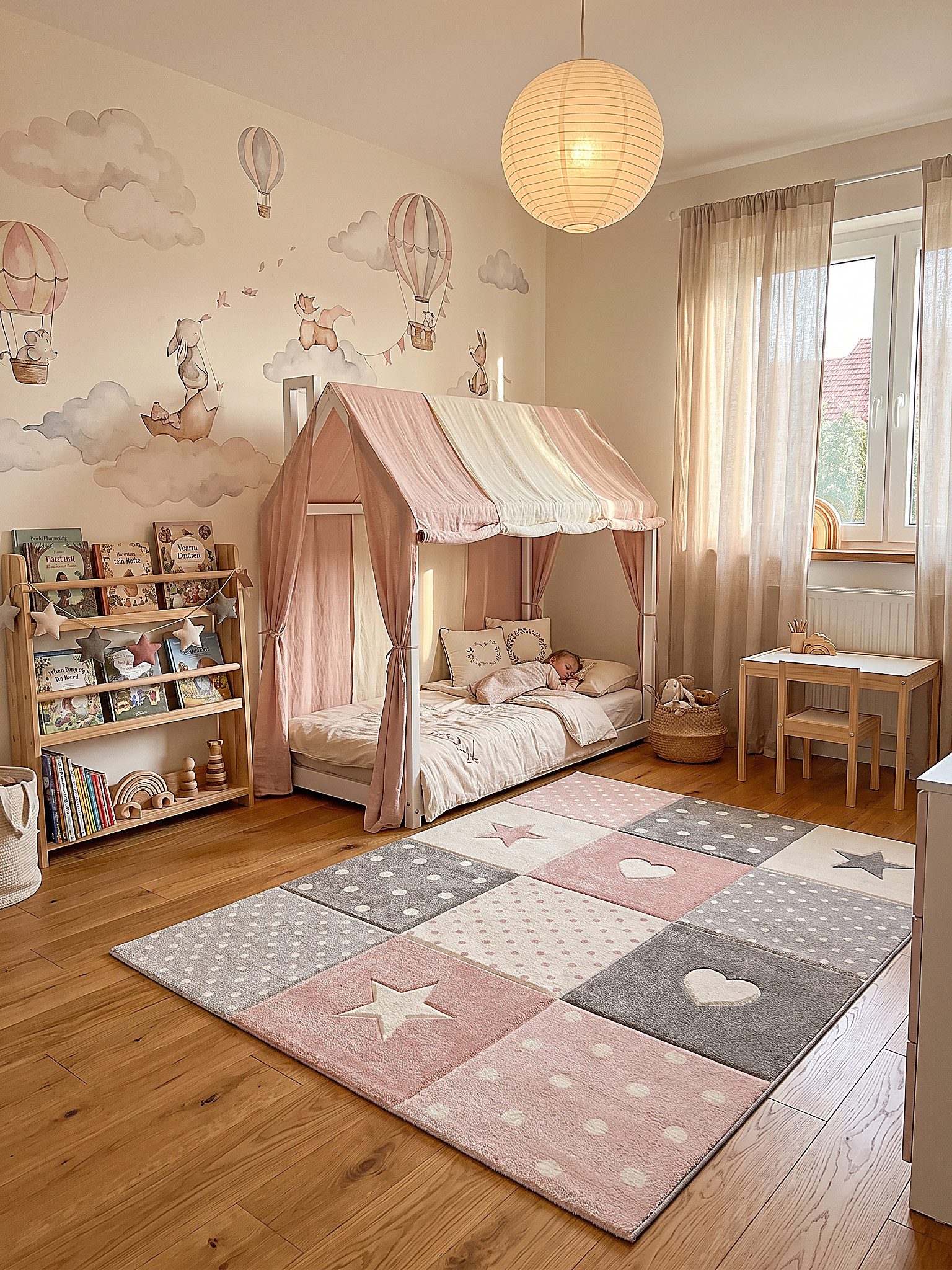 Kinderteppich IDRO Teppich Kinder Pink 80x150 Sterne Polypropylen Kinderzimmer