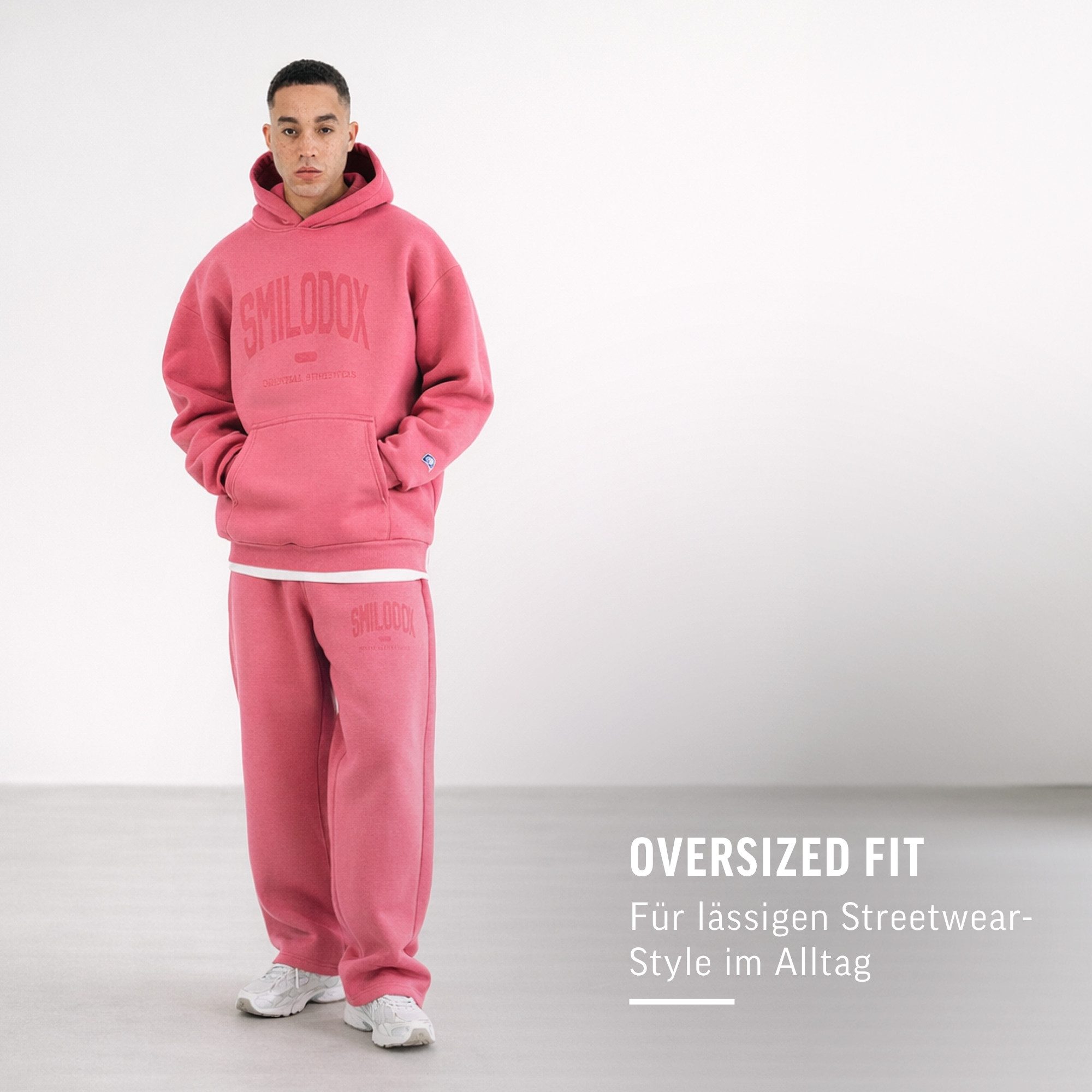 Smilodox Hoodie Oswin, Oversized Pullover Herren, Sweater mit Frontprint und Kapuze Baggy Fit, Weiches Sweatmaterial, ideal für Gym & Freizeit