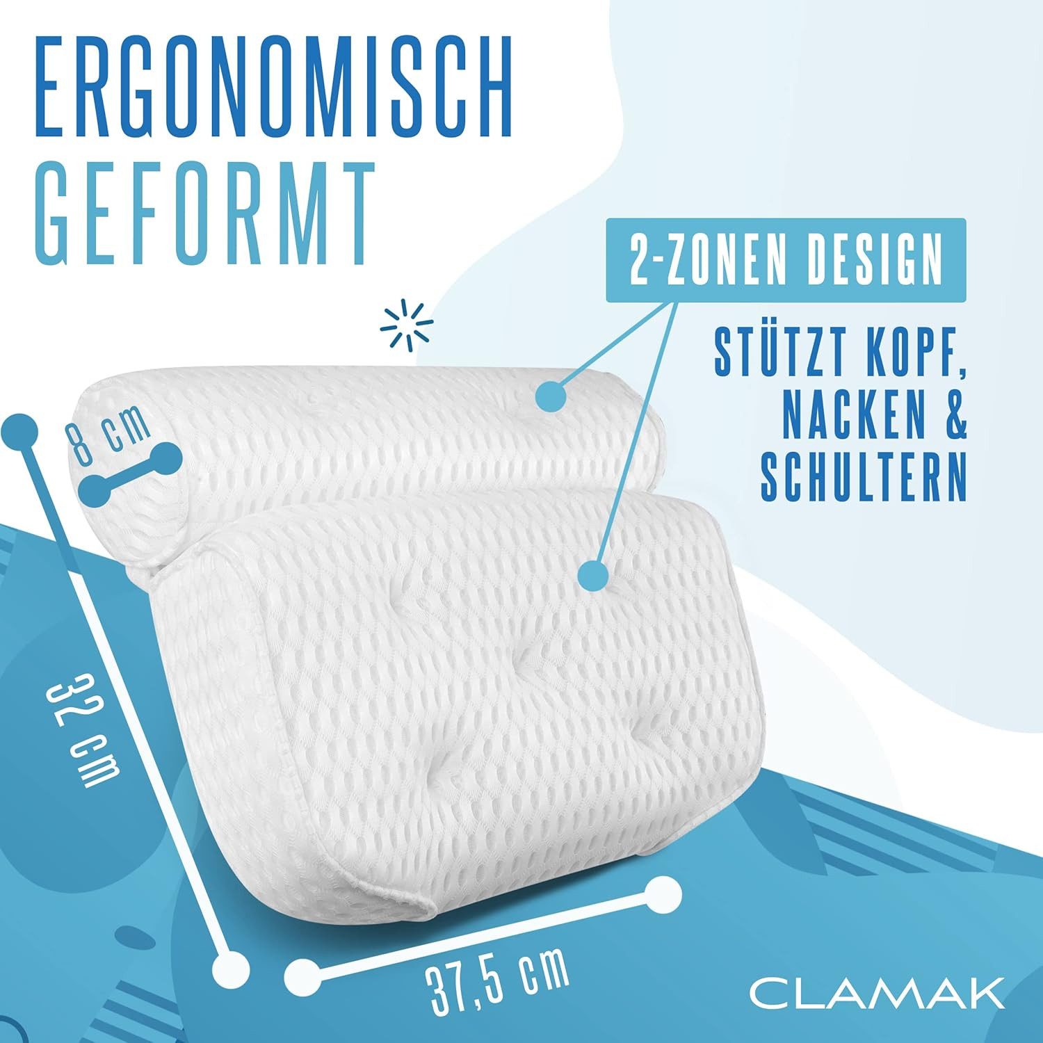 Waidmeister Badewannenkissen Badewannenkissen – Badekissen mit 4D Air-Mesh-Technologie