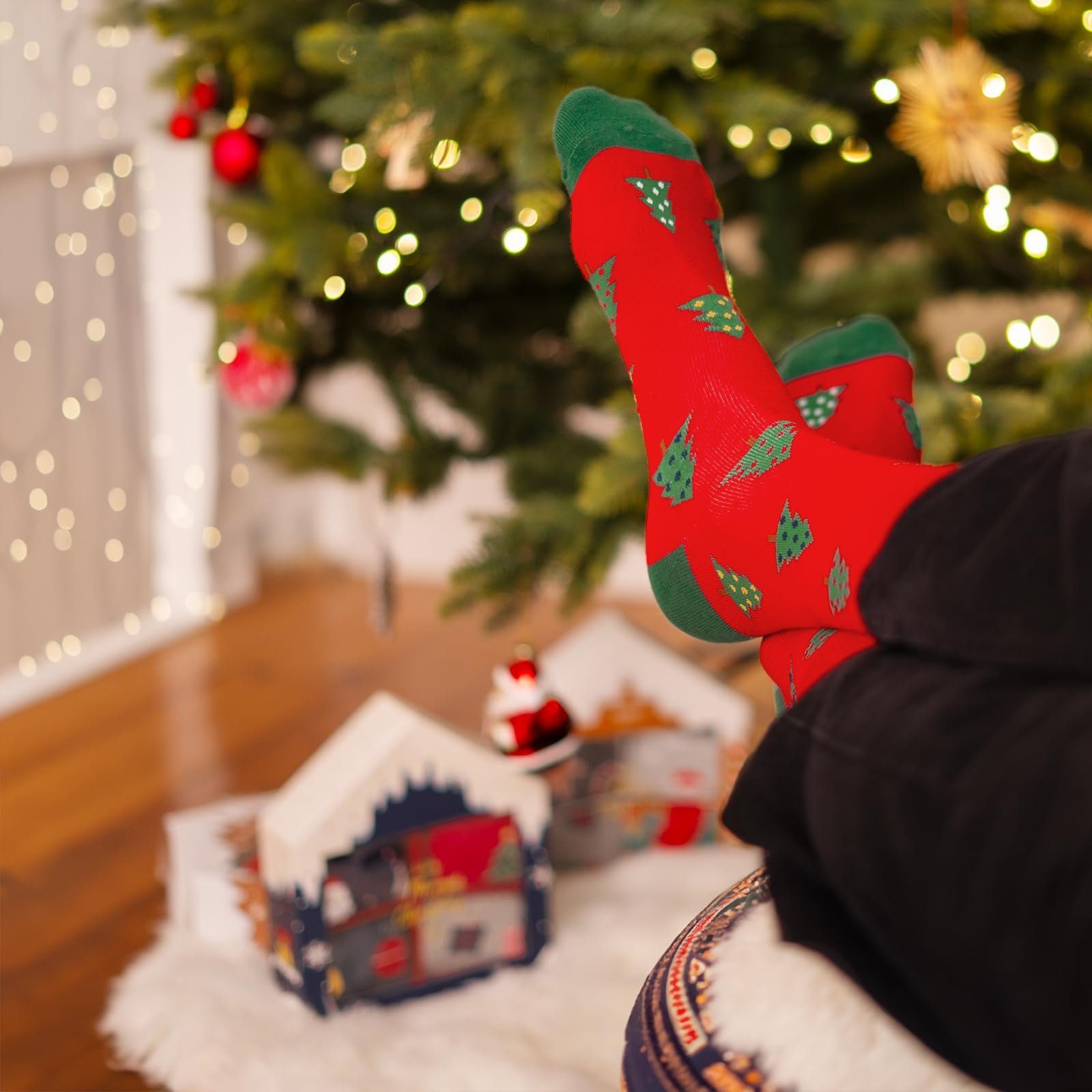 Soxo Socken soxo 4 (4 Geschenke Herren Weihnachten Haus Weihnachtssocken Damen Paar Paar) Socken Weihnachten Braunes 2 Socken