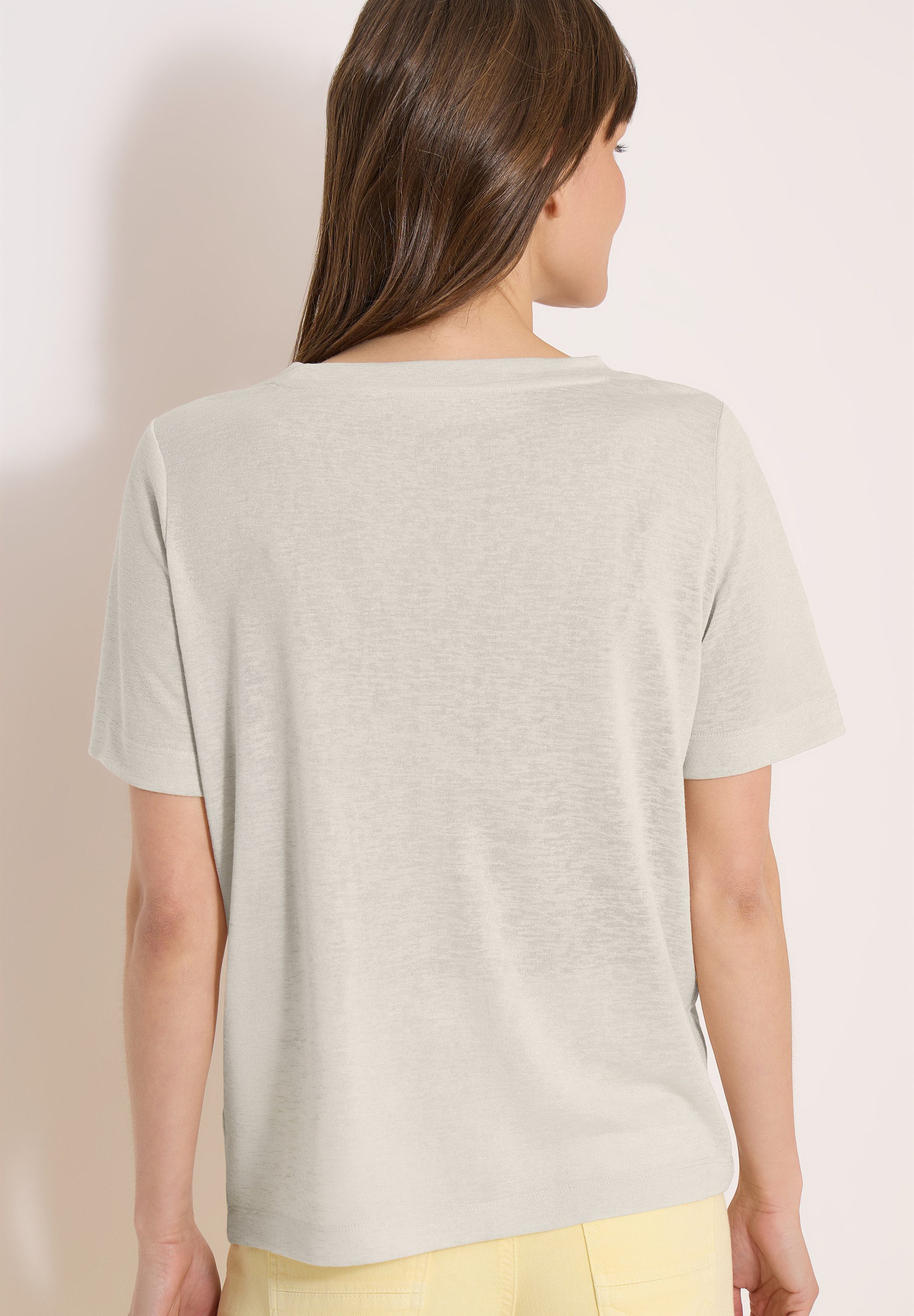 CECIL Kurzarmshirt Sommershirt in Leinen-Optik mit Print