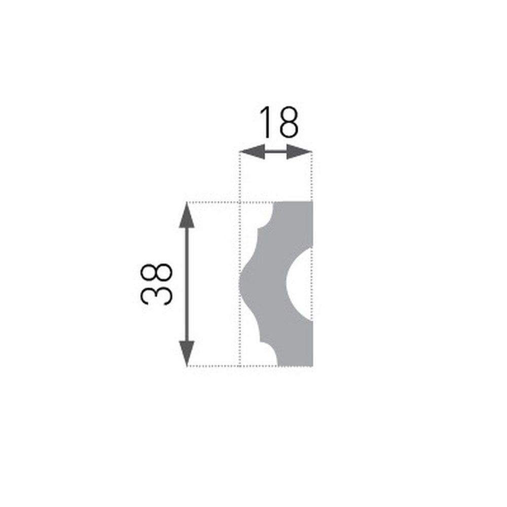 PROVISTON Zierleiste Polystyrol, 18 x 38 x 2000 mm, Weiß, Wandleiste, Klebe günstig online kaufen
