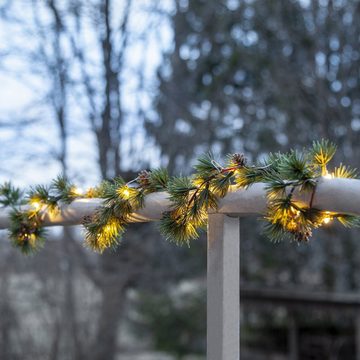 MARELIDA LED-Girlande LED Tannengirlande Weihnachtsgirlande 1,4m Timer Batterie Außen, 20-flammig