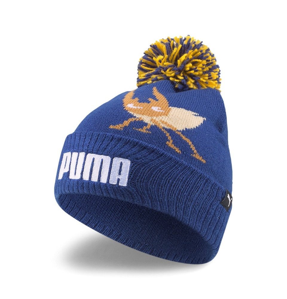 PUMA Beanie Wintermütze (Pompon) Small World Pom blau Jungen