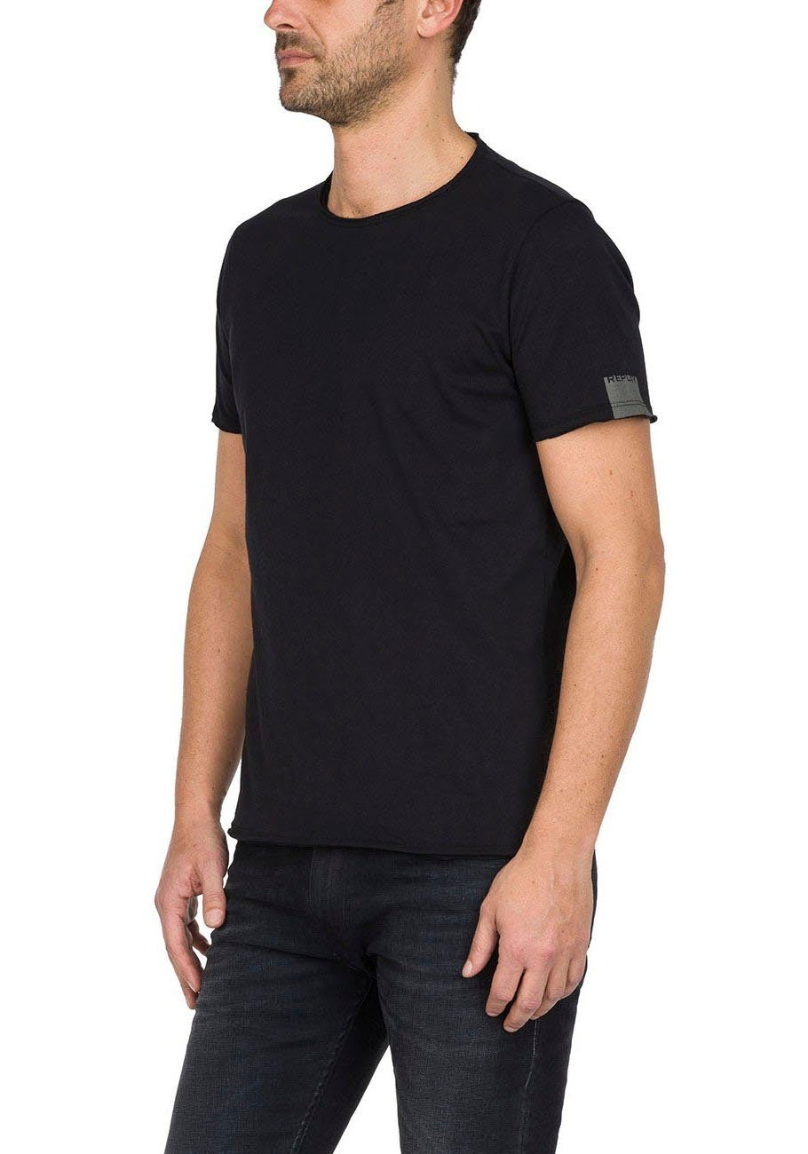 Replay T-Shirt offene Kanten schwarz | T-Shirts