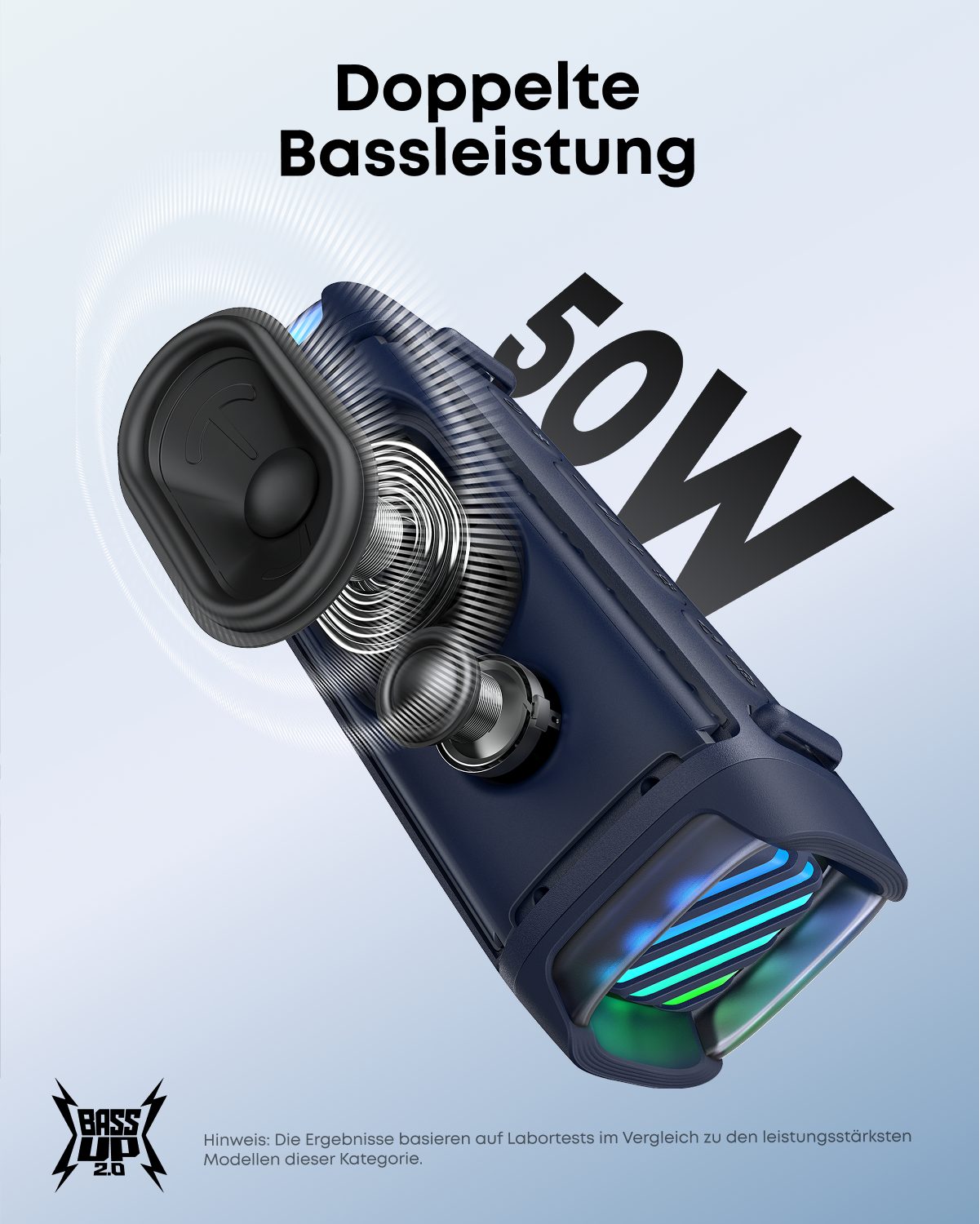 Anker soundcore Boom 3i Portable-Lautsprecher (50 W, wasserdicht IP68, BassUp 2.0 Sound, 16h Akku, Lichtshow + TWS-Stereo) – Bild 5 von 5