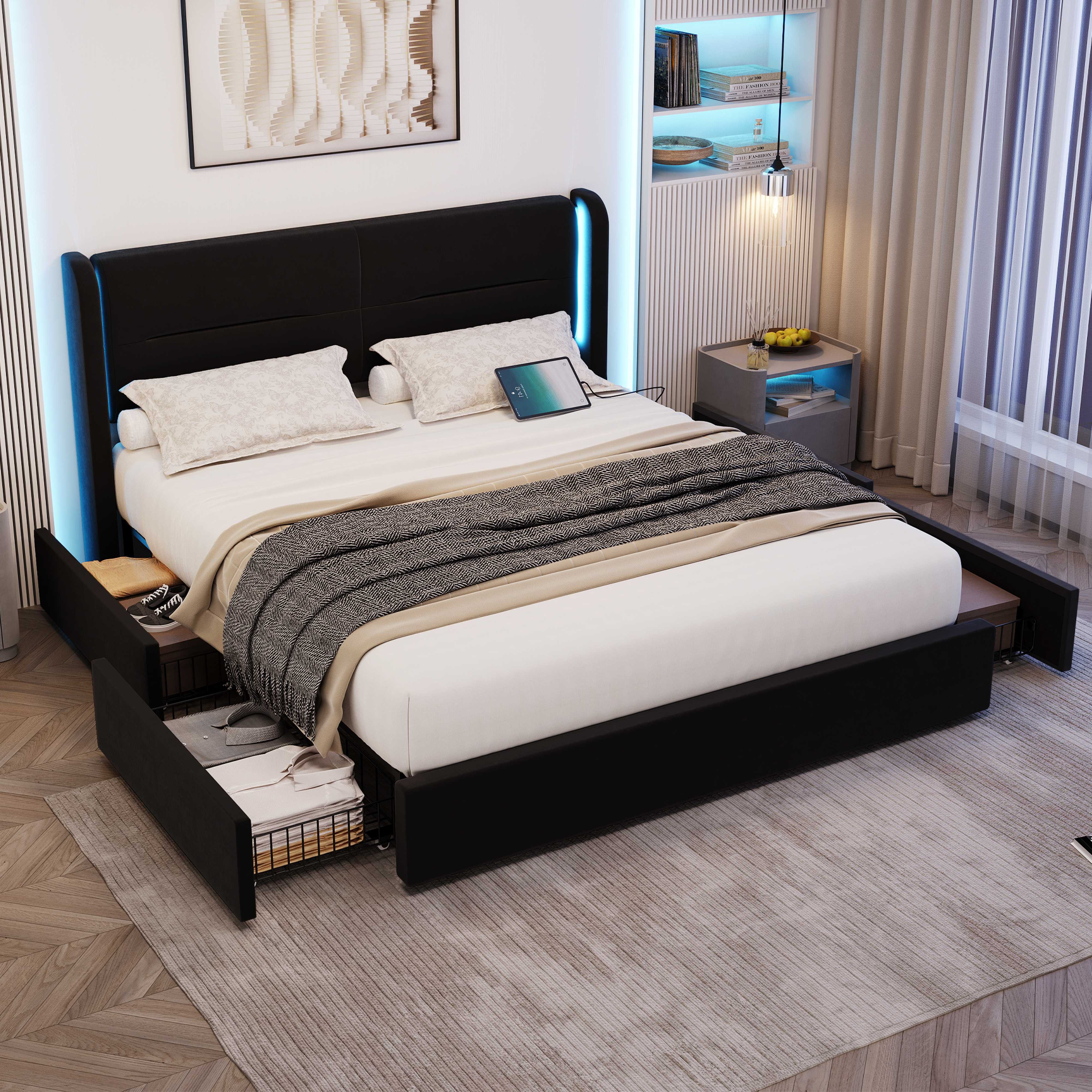 BlingBin Polsterbett Stauraumbett Funktionsbett Jugendbett (1-tlg., günstig online kaufen