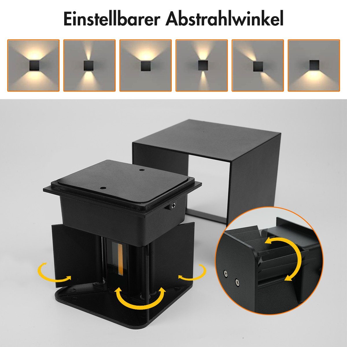 Wohnzimmer 12W Schlafzimmer Badezimmer LED 7Magic Innen/Außen, Wandlampe, Flure Außenbereiche für Wandleuchte