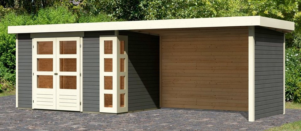 Karibu Gartenhaus Kerko 4, BxT: 609x238 cm, (Set), Einfaches Steck-  Schraubsystem, mit Flachdach