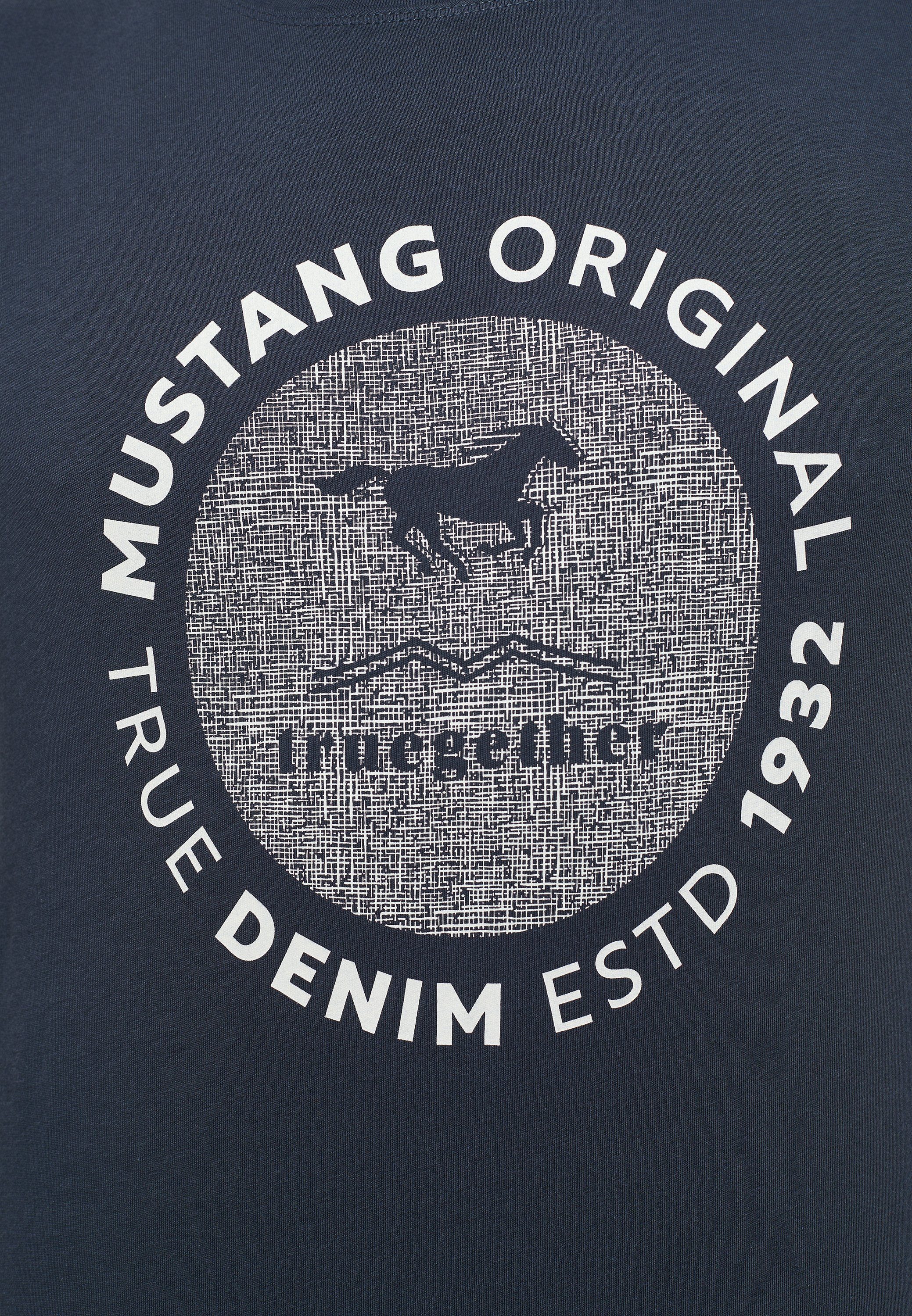 Kurzarmshirt T-Shirt Mustang Frontdruck T-Shirt, MUSTANG Großer