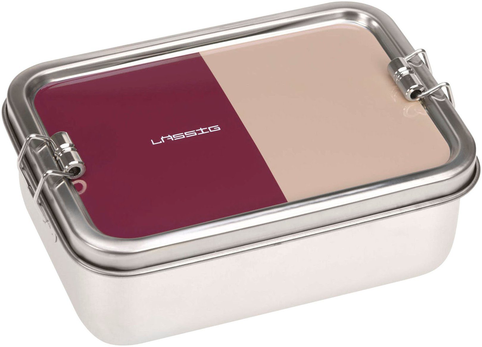 LÄSSIG Lunchbox Solid berry/rose, Edelstahl, Silikon, (1-tlg), aus Edelstahl