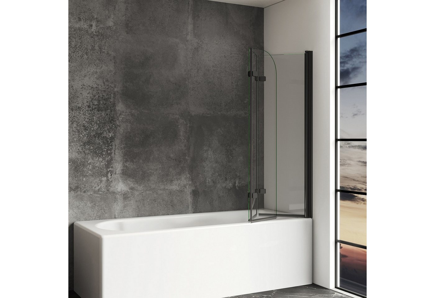 Thumbnail - IMPTS Badewannenaufsatz Duschwand für Badewanne Badewannenfaltwand Faltbar 100-140cm, Glas Alu, (Set, 3 tlg., 3 TLG), Du...