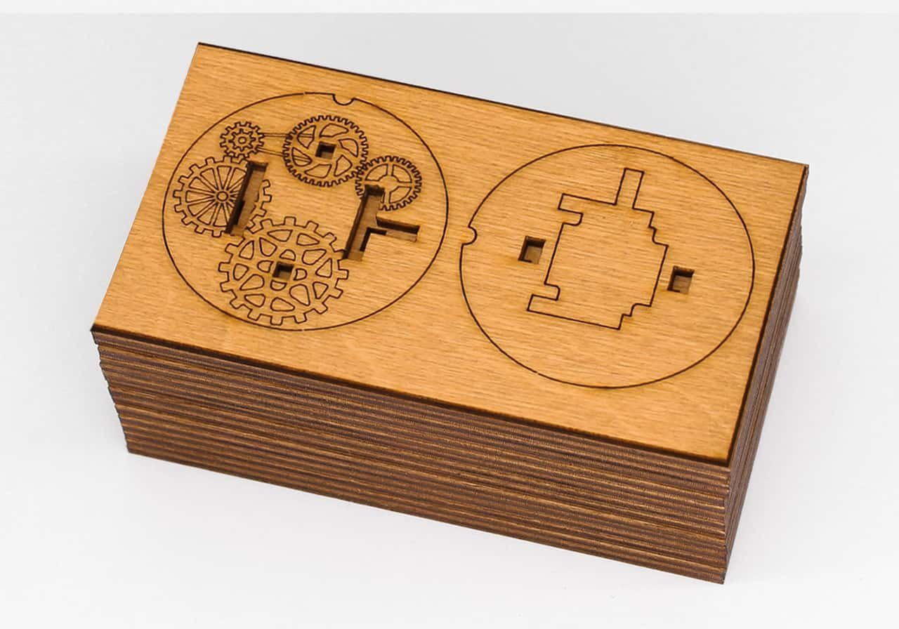 iDventure ROMBOL Denkspiele Spiel, Knobelspiel Holz, - Holzspiel aus tolle Bausatz Cryptex Kryptos Geschenkverpackung