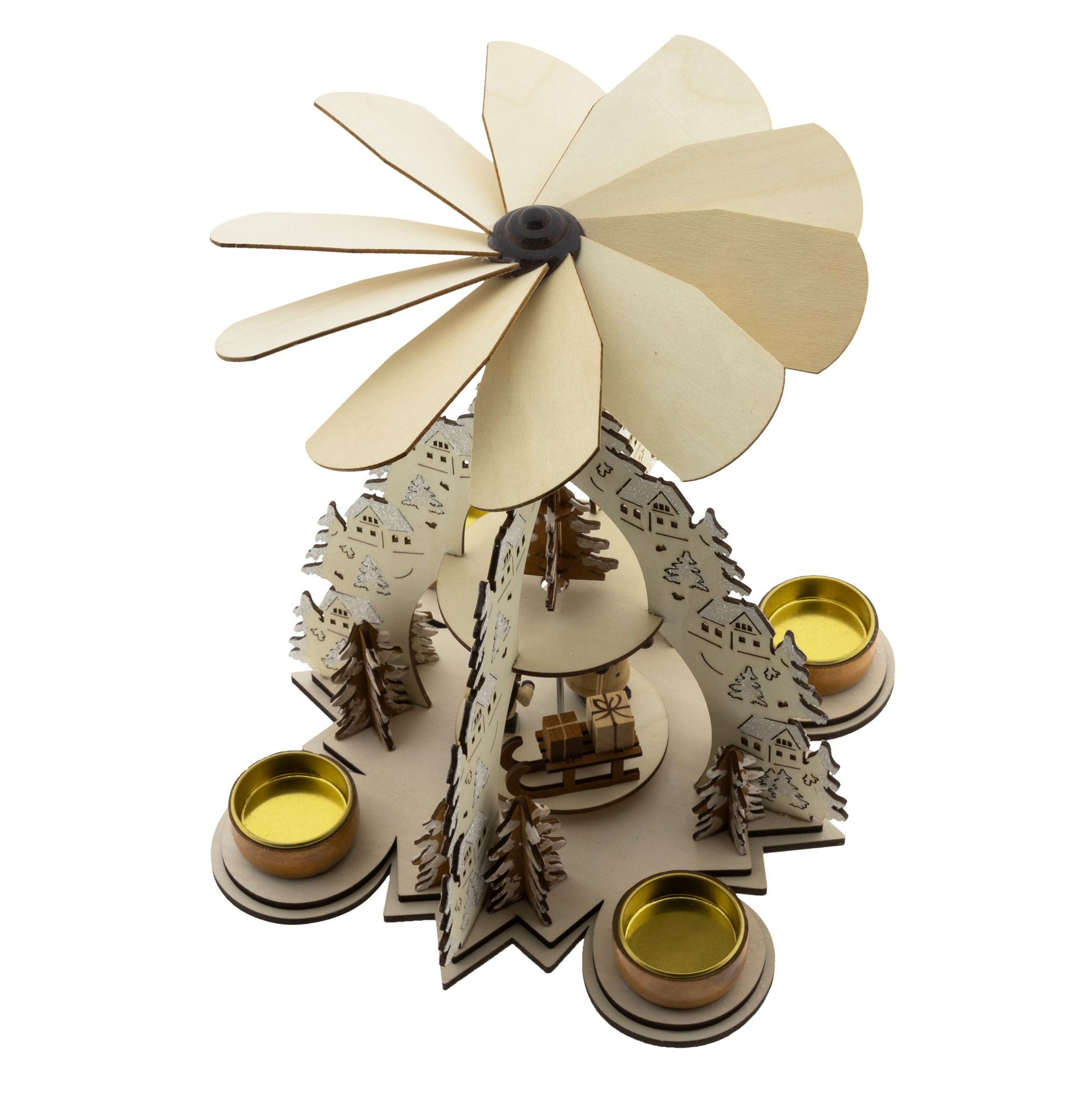 GartenHero Weihnachtspyramide Weihnachtspyramide Holz Teelichter Holzpyrami günstig online kaufen