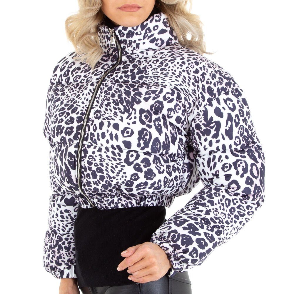 Damen Jacken Ital-Design Winterjacke Damen Freizeit Animal Print Gefüttert Jacke in Grau