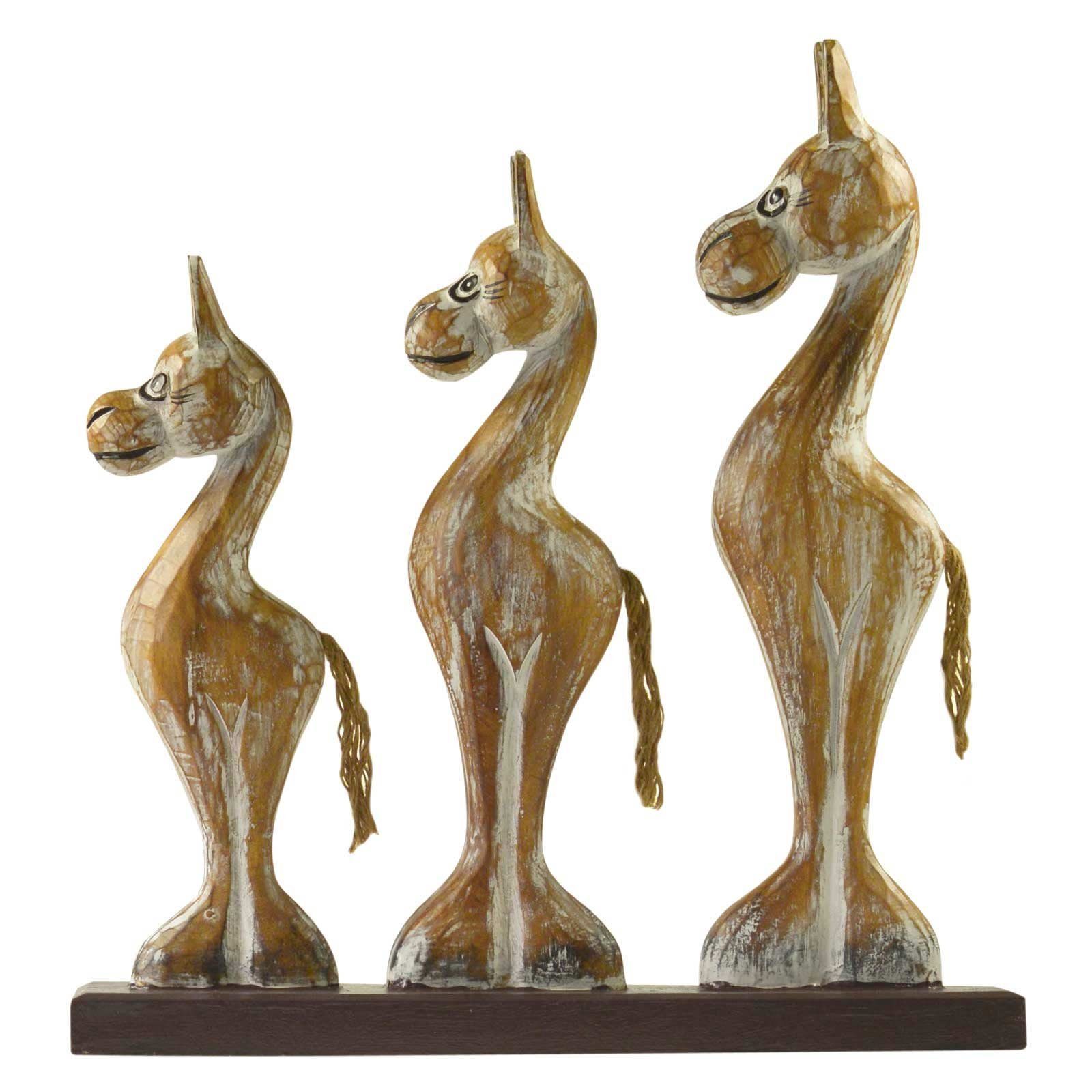 maDDma Tierfigur Dekofigur Horses Holz Happy 3 Family Pferde 40x44x10cm, Holzfigur, handmade