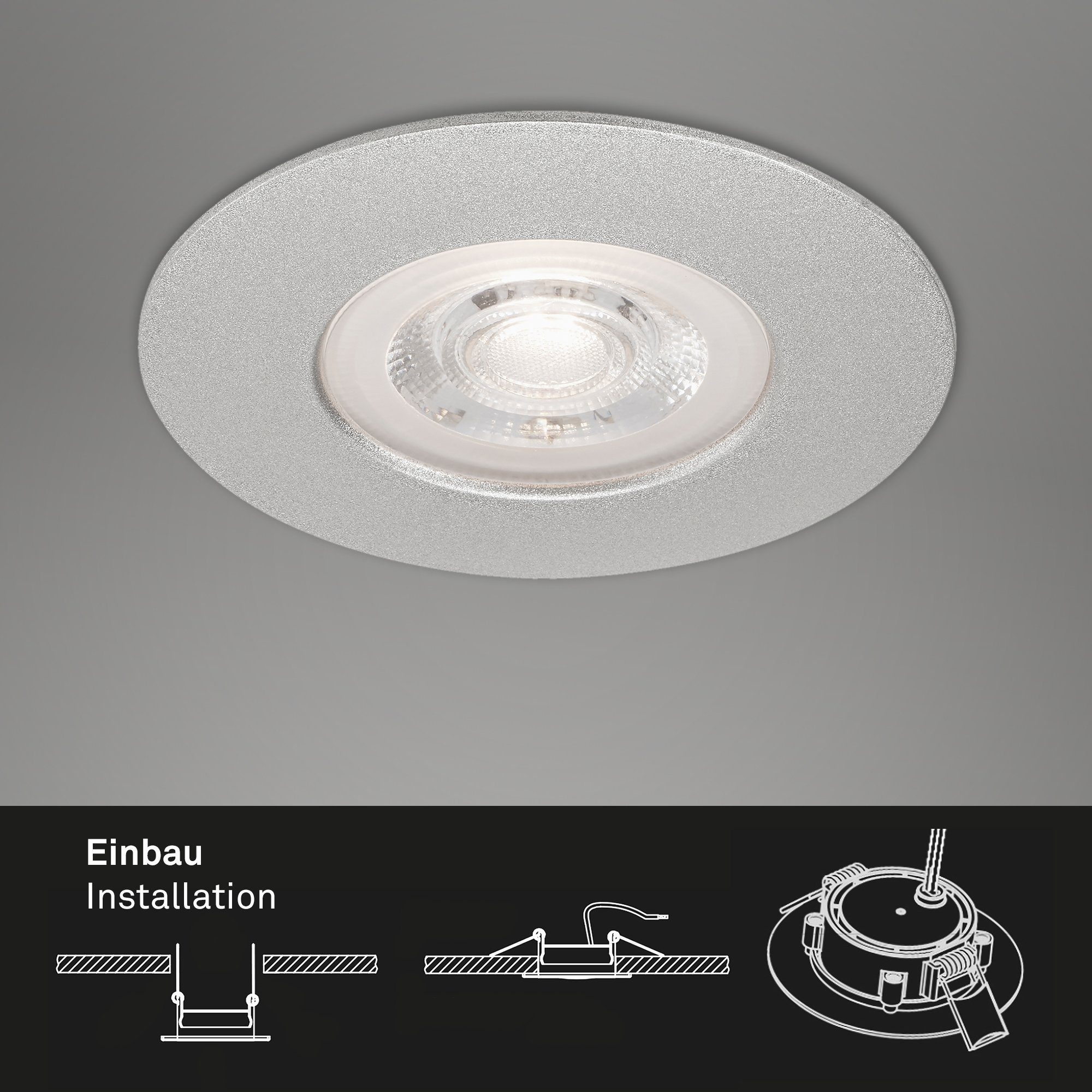 Set, ultraflach, 9 7047-034, fest Briloner Einbauleuchte IP44, dimmbar, verbaut, Leuchten 3er Warmweiß, chrom-matt, LED LED cm