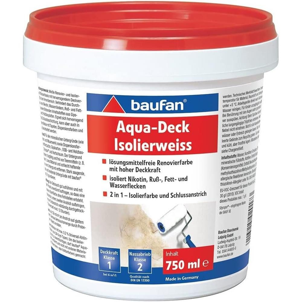 baufan® Isoliergrundierung Aqua-Deck Isolierweiss 750ml Isolierfarbe