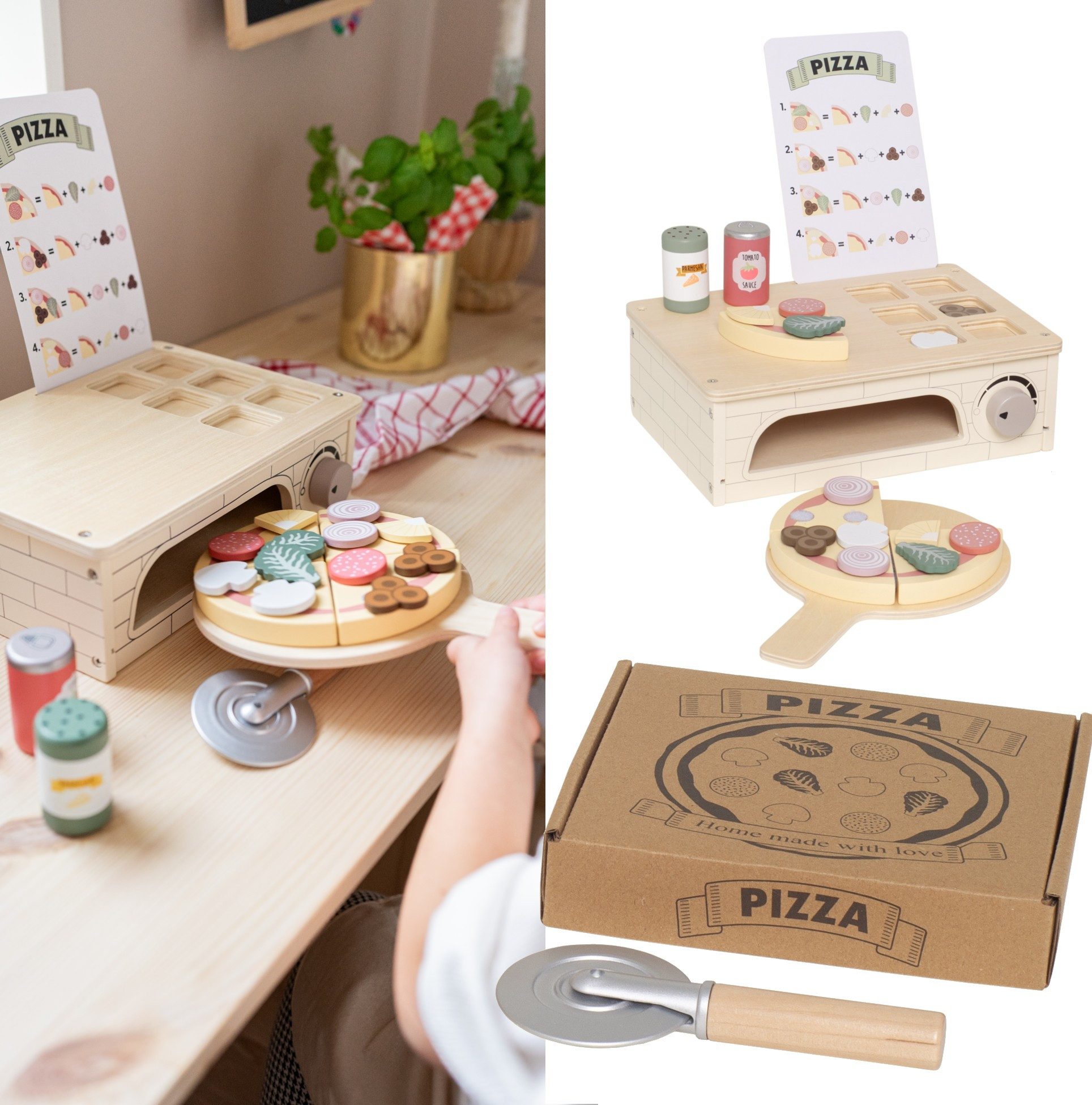 JaBaDaBaDo Spielküche Kinder Pizza Ofen aus Holz 3J+ Holz