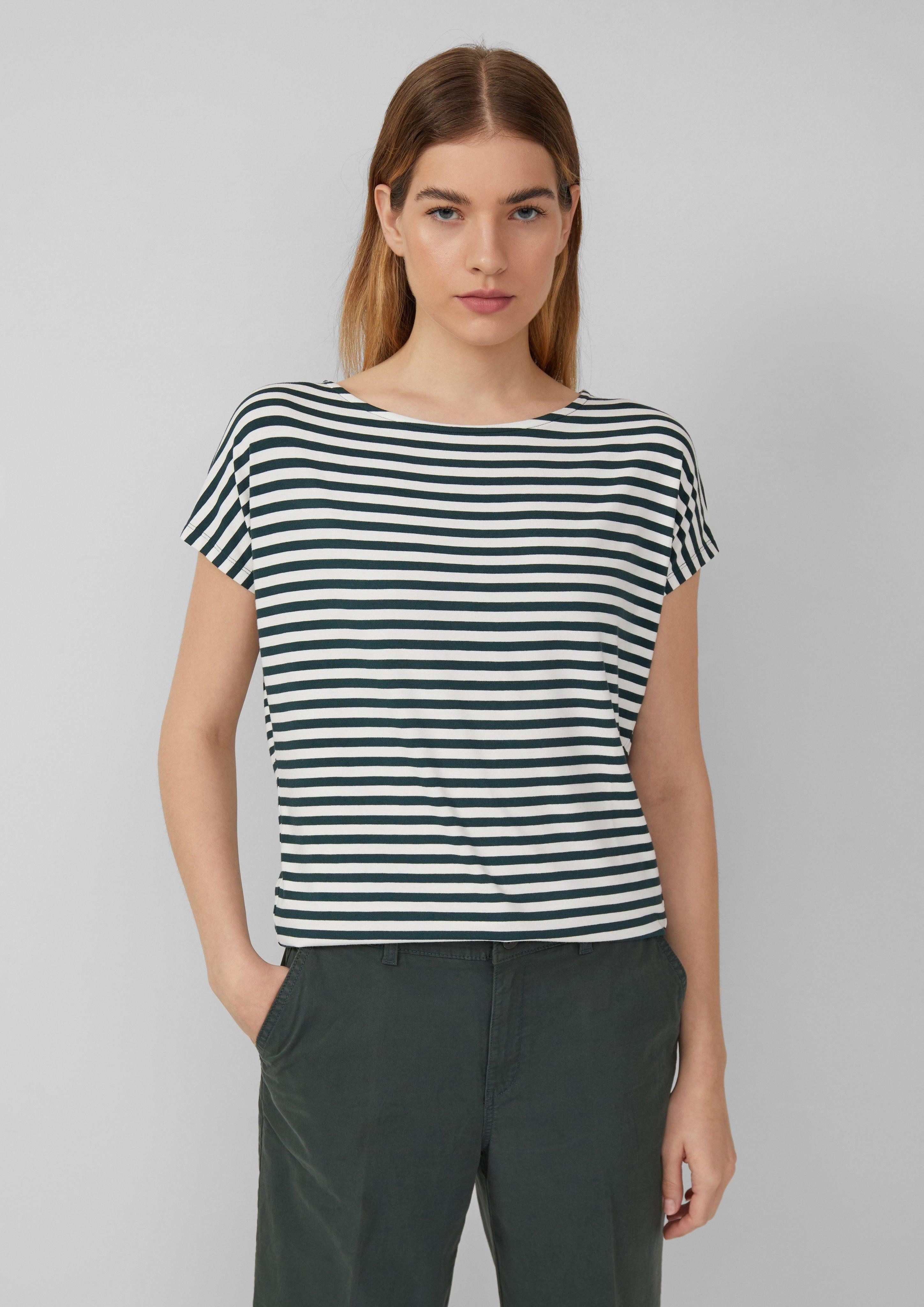 Shirttop Fließendes Jersey-Shirt mit überschnittenen Schultern