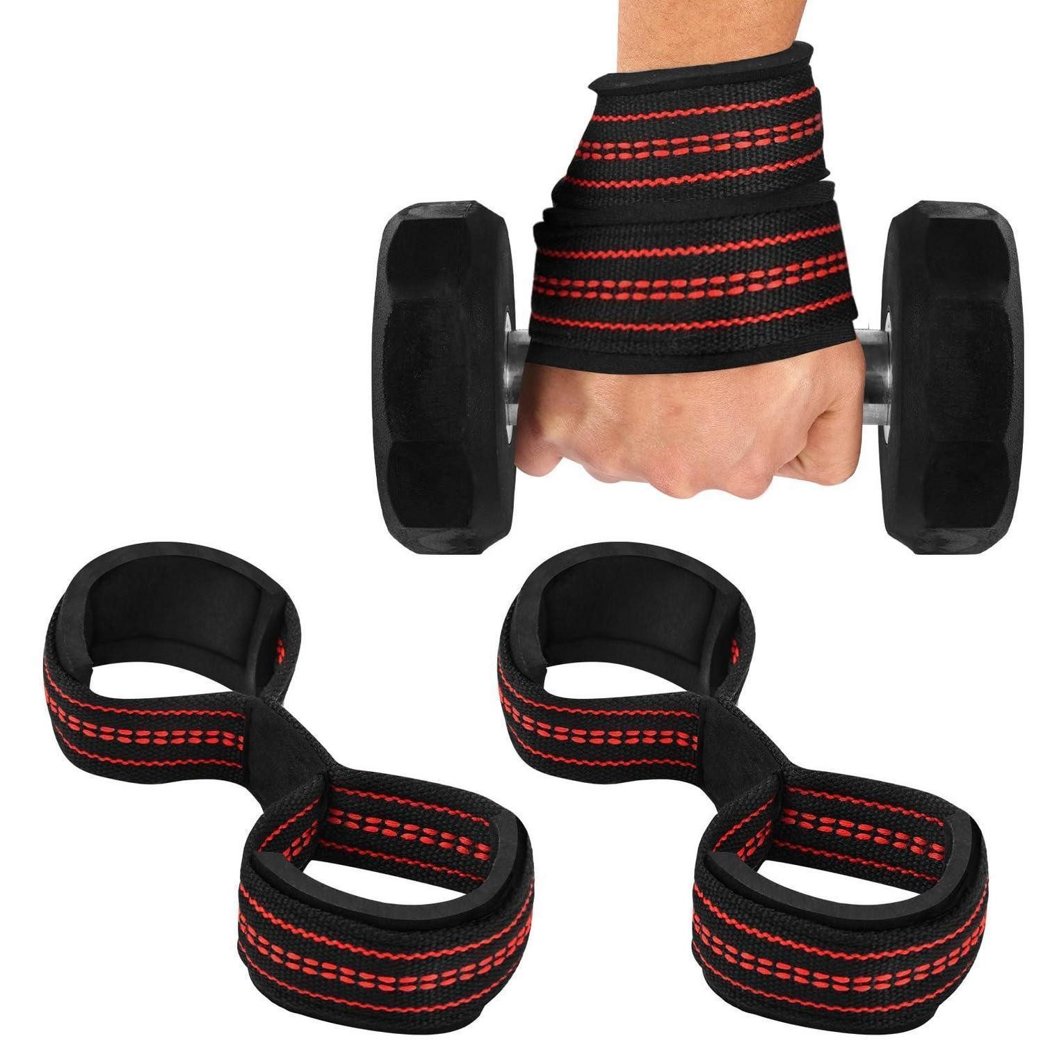 LuxusKollektion Handgelenkbandage Gewichthebergurte Figure 8 mit Neopren Rot