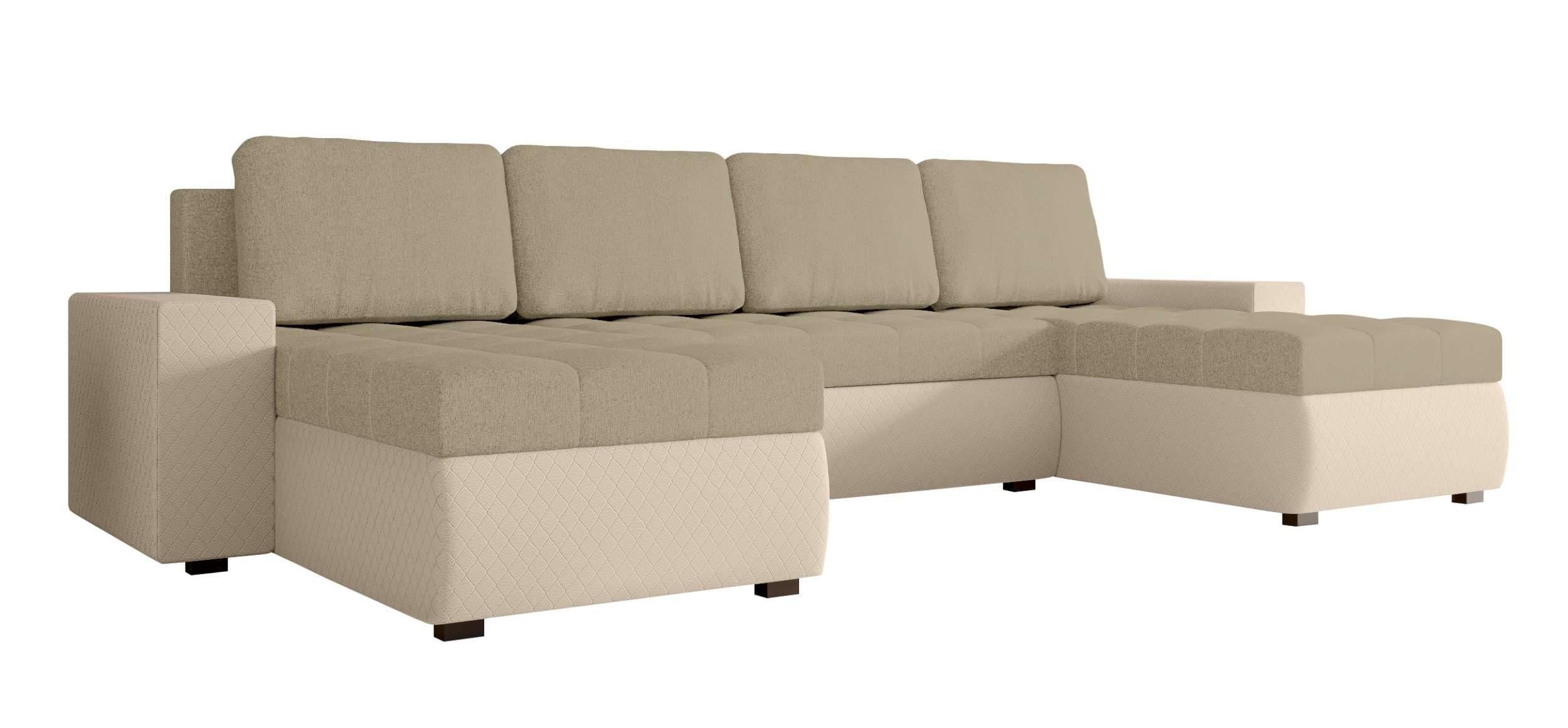 Modern U-Form, mit Wohnlandschaft Bettfunktion, Amelia, Design Eckcouch, Sofa, Sitzkomfort, Stylefy mit Bettkasten,