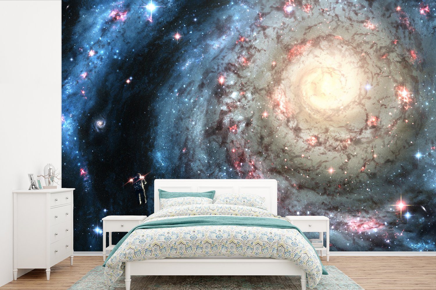 MuchoWow Fototapete Illustration der Galaxie Milchstraße, Matt, bedruckt, (6 St), Wallpaper für Wohnzimmer, Schlafzimmer, Kinderzimmer, Vinyl Tapete