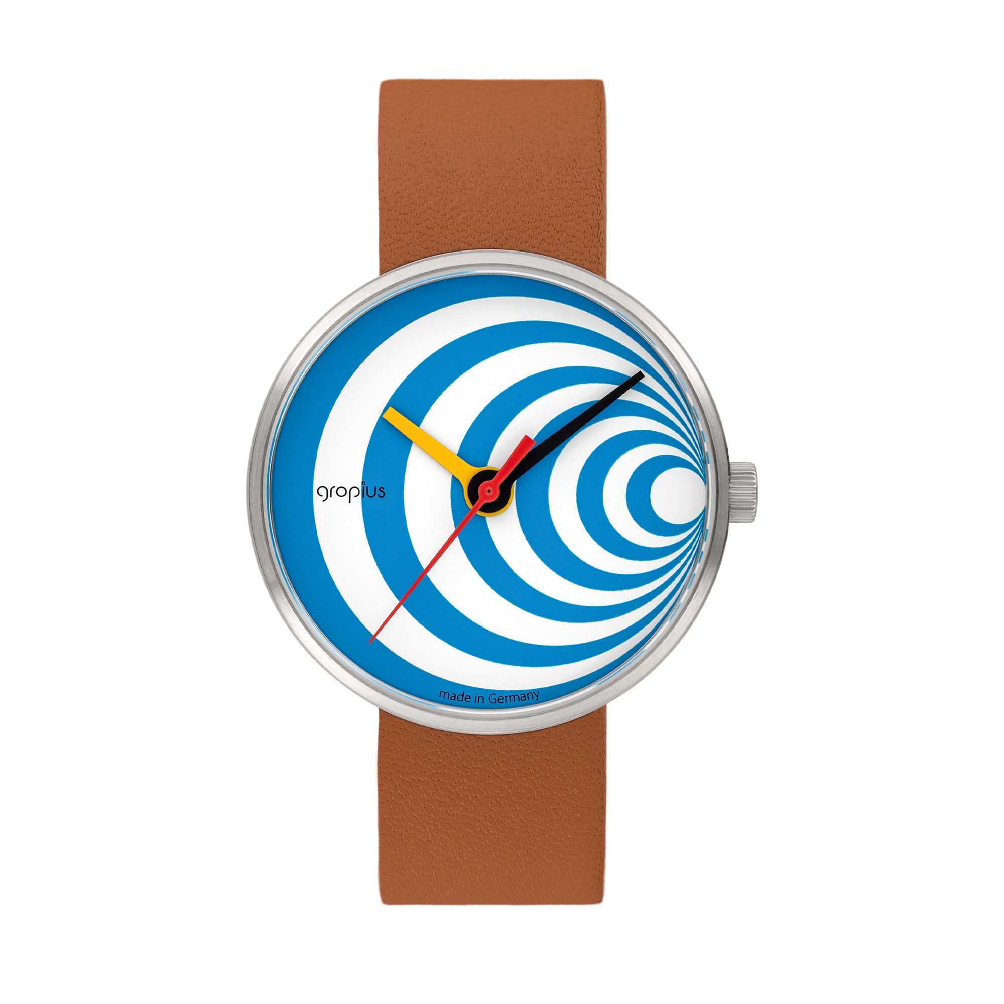 Walter Gropius Quarzuhr Made in Germany, Saphirglas, Forum Excentric - WG 002-03, Designeruhr, Lederarmband mit Easy-Release System, Edelstahlgehäuse