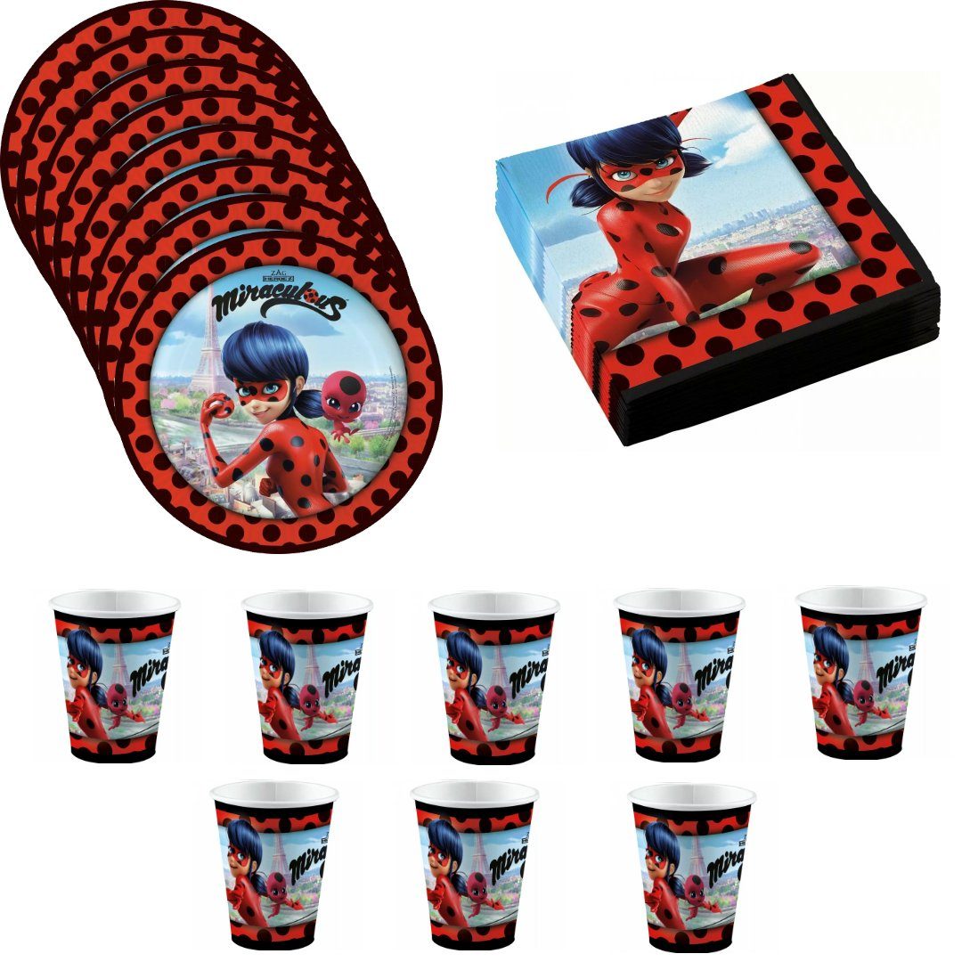 Einweggeschirr-Set Deko Geburtstag - Ladybug Miraculous Ladybug 36tlg. Miraculous (36-tlg) Set