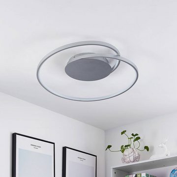 Lucande LED Deckenleuchte Enesa, dimmbar, LED-Leuchtmittel fest verbaut, Farbwechsel warmweiß / tageslicht, Modern, Eisen, Aluminium, Kunststoff, silber, 1 flammig, inkl.