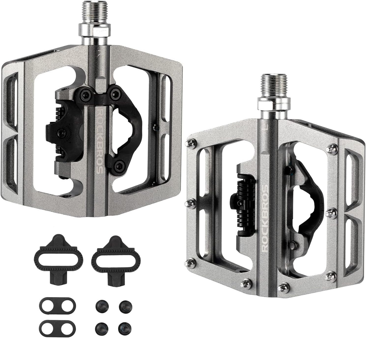 ROCKBROS Fahrradpedale Fahrradpedale Aluminium Rutschfest 2 in 1 SPD Pedale (1-tlg., für MTB Rennrad Stadtrad Schwarz)