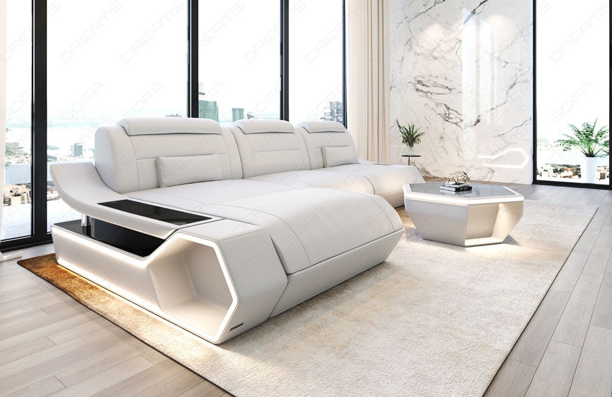 Sofa Dreams Ecksofa Leder Sofa Couch Toscano L Form Ledercouch, LED Beleuchtung