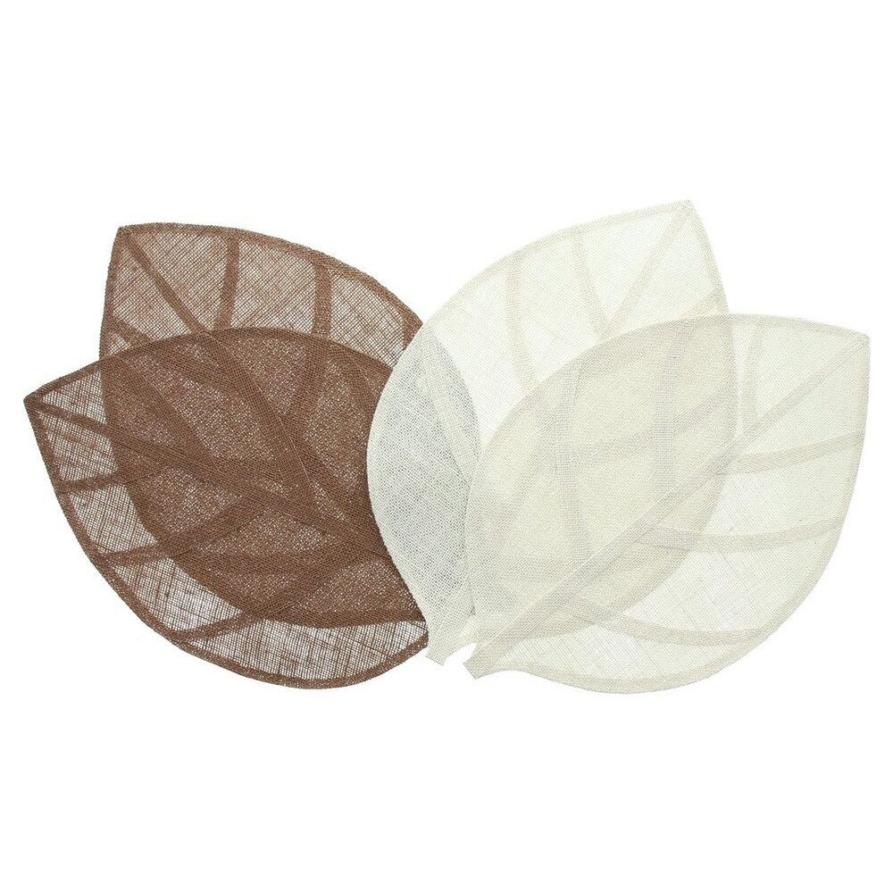 Home-trends24.de Platzset Platzmatte Blatt 4er Set Jute Braun Weiß Tischset Herbstdeko, (4-St)