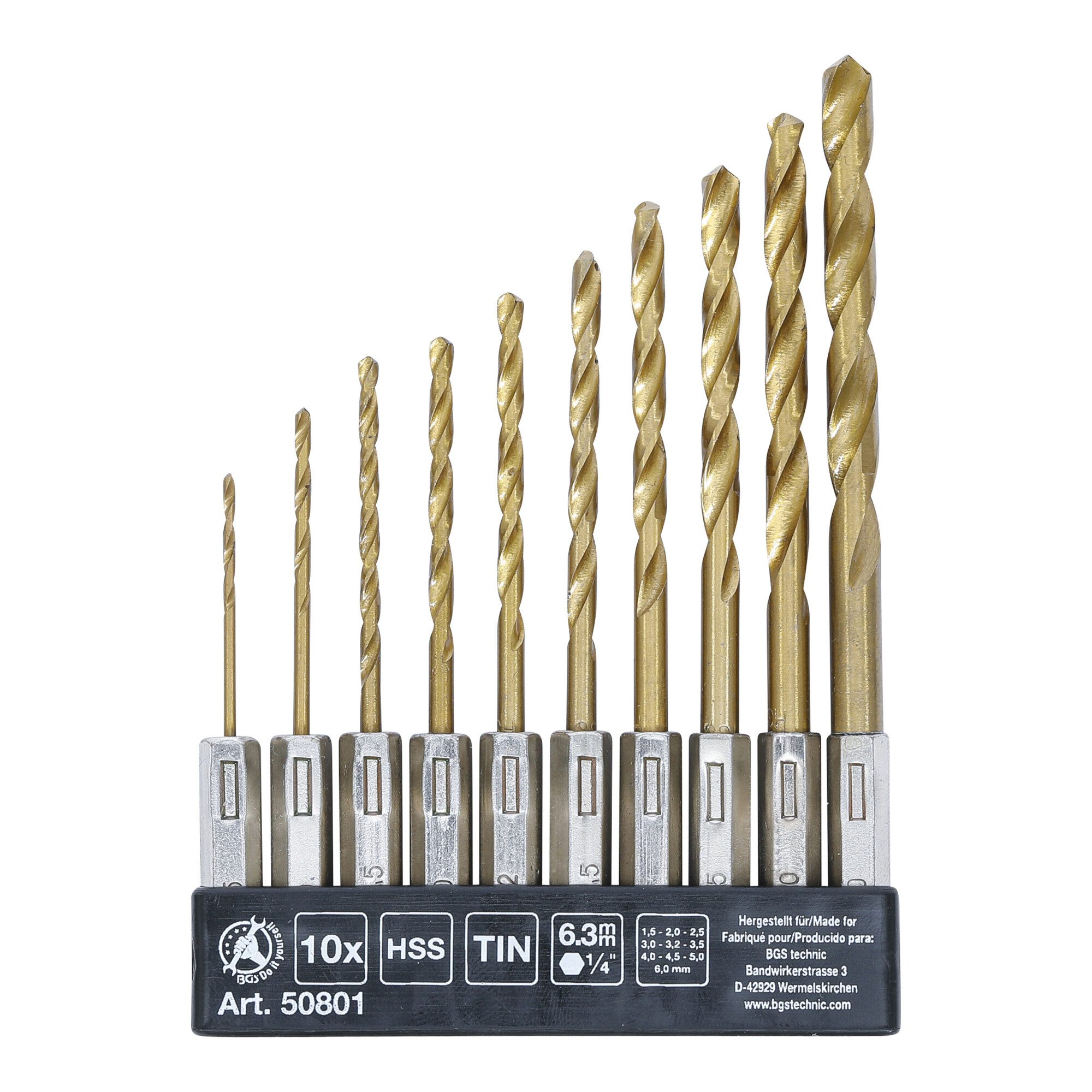 BGS Metallbohrer BGS Do it yourself HSS-Bohrer-Satz titan-nitriert 1,5 - 6 mm 10-tlg.