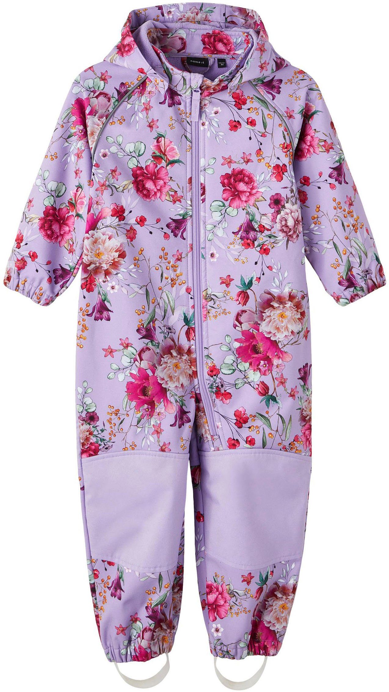 Name It Softshelloverall NMFALFA SUIT FLORAL 2FO NOOS Sand Verbena